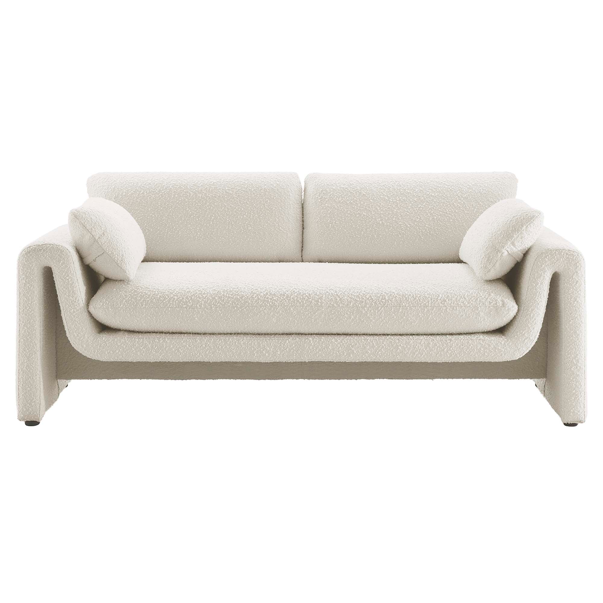 Waverly Boucle Fabric Sofa, Ivory