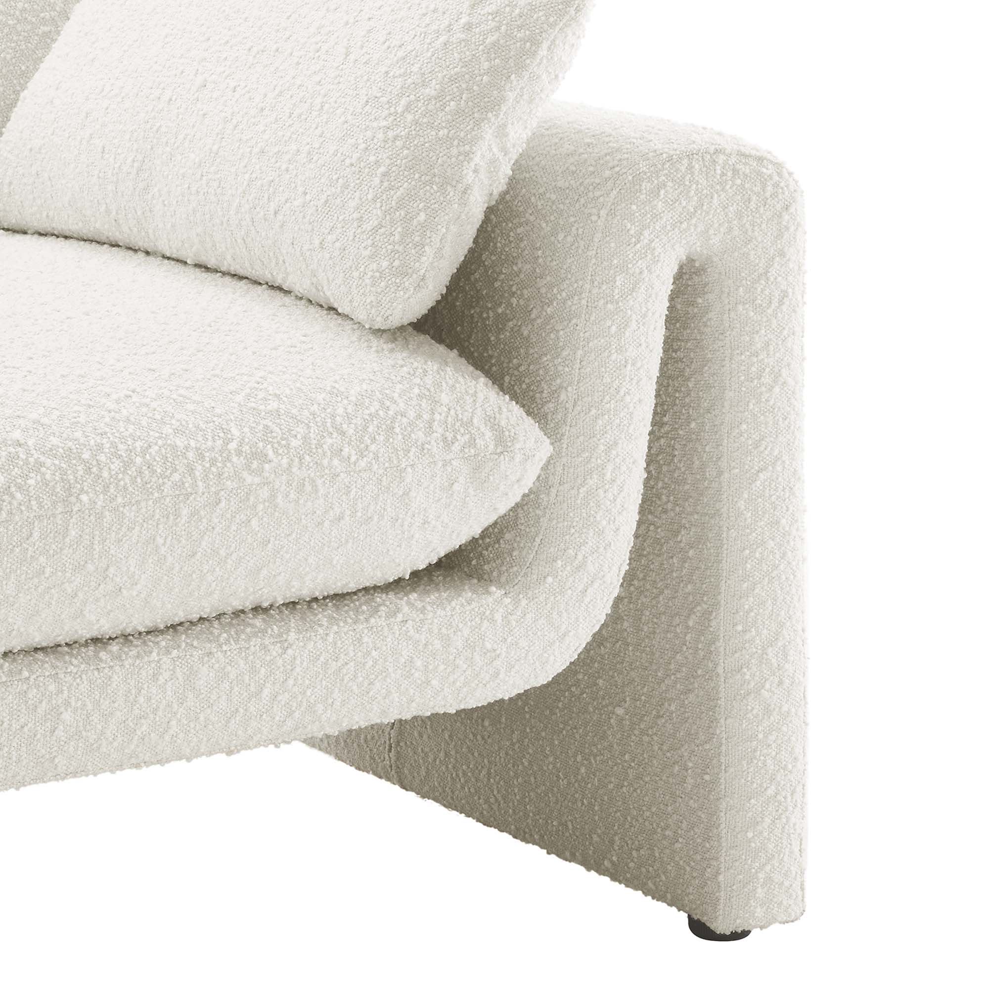 Waverly Boucle Fabric Sofa, Ivory