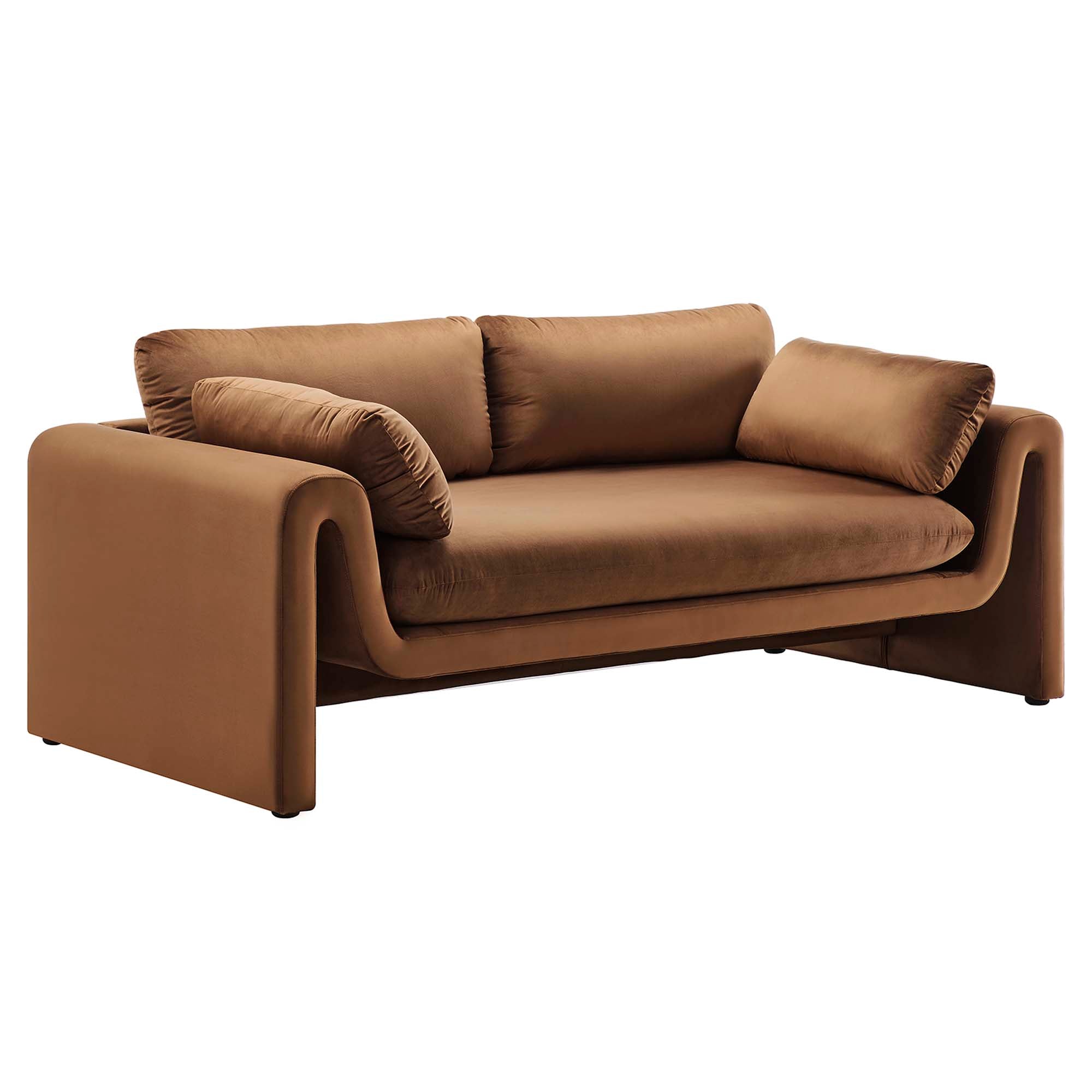 Waverly Performance Velvet Sofa, Brown