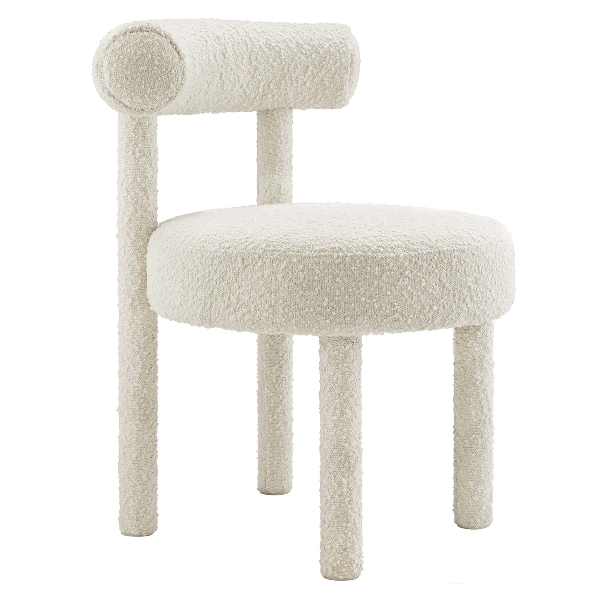 Toulouse Boucle Fabric Dining Chair, Ivory