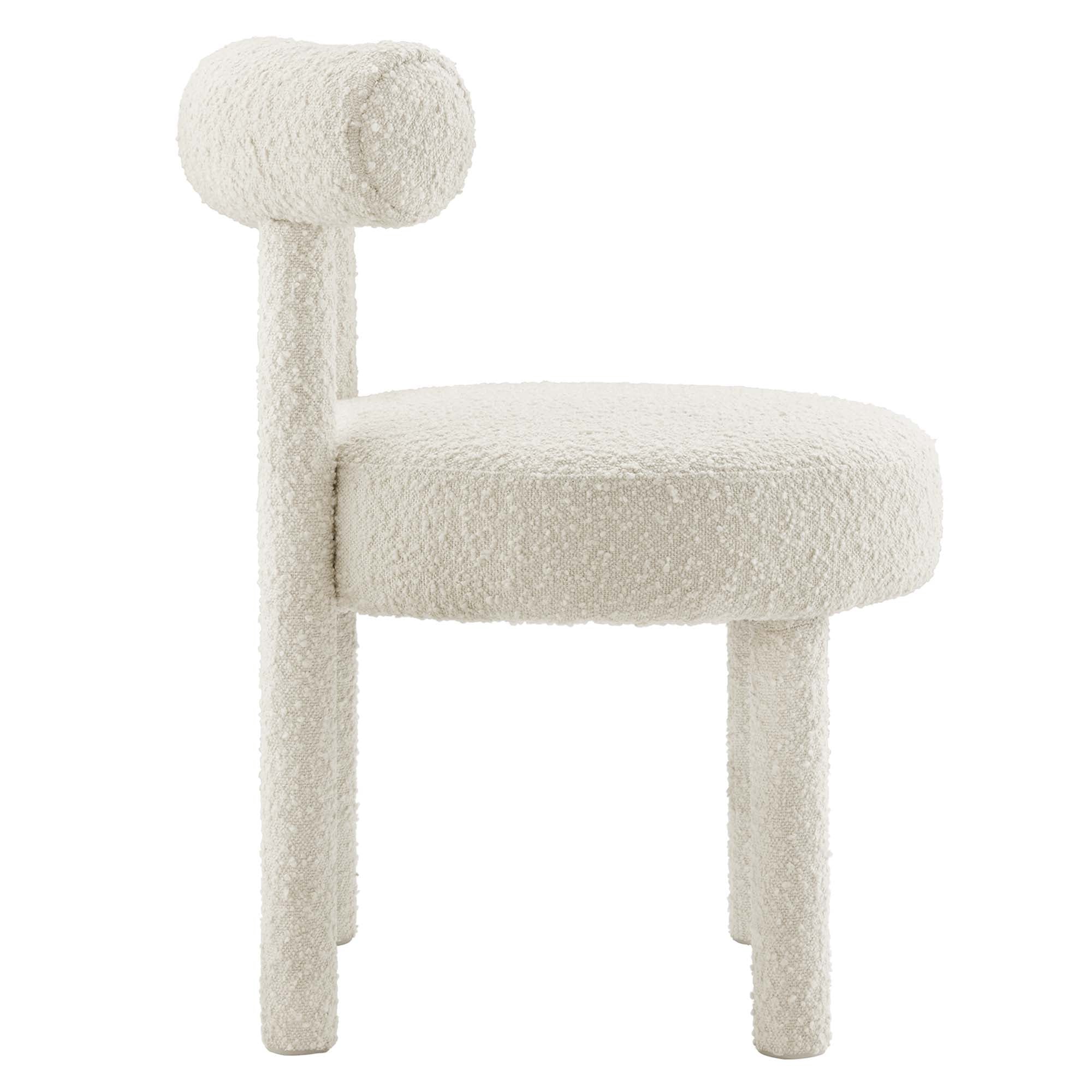 Toulouse Boucle Fabric Dining Chair, Ivory