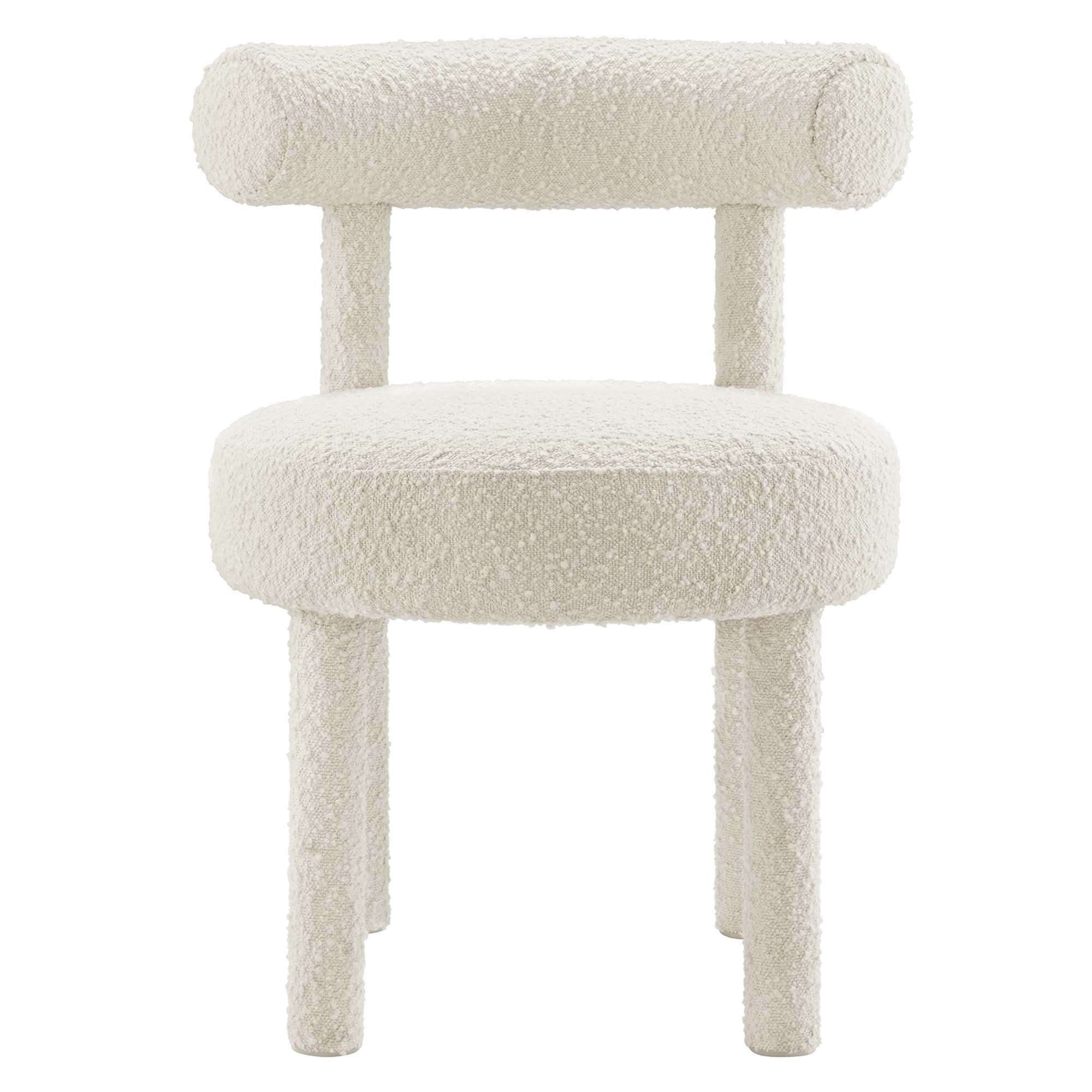 Toulouse Boucle Fabric Dining Chair, Ivory