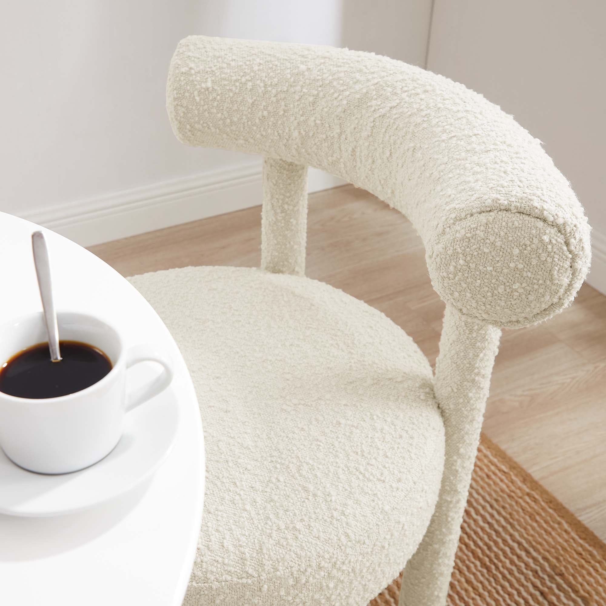 Toulouse Boucle Fabric Dining Chair, Ivory