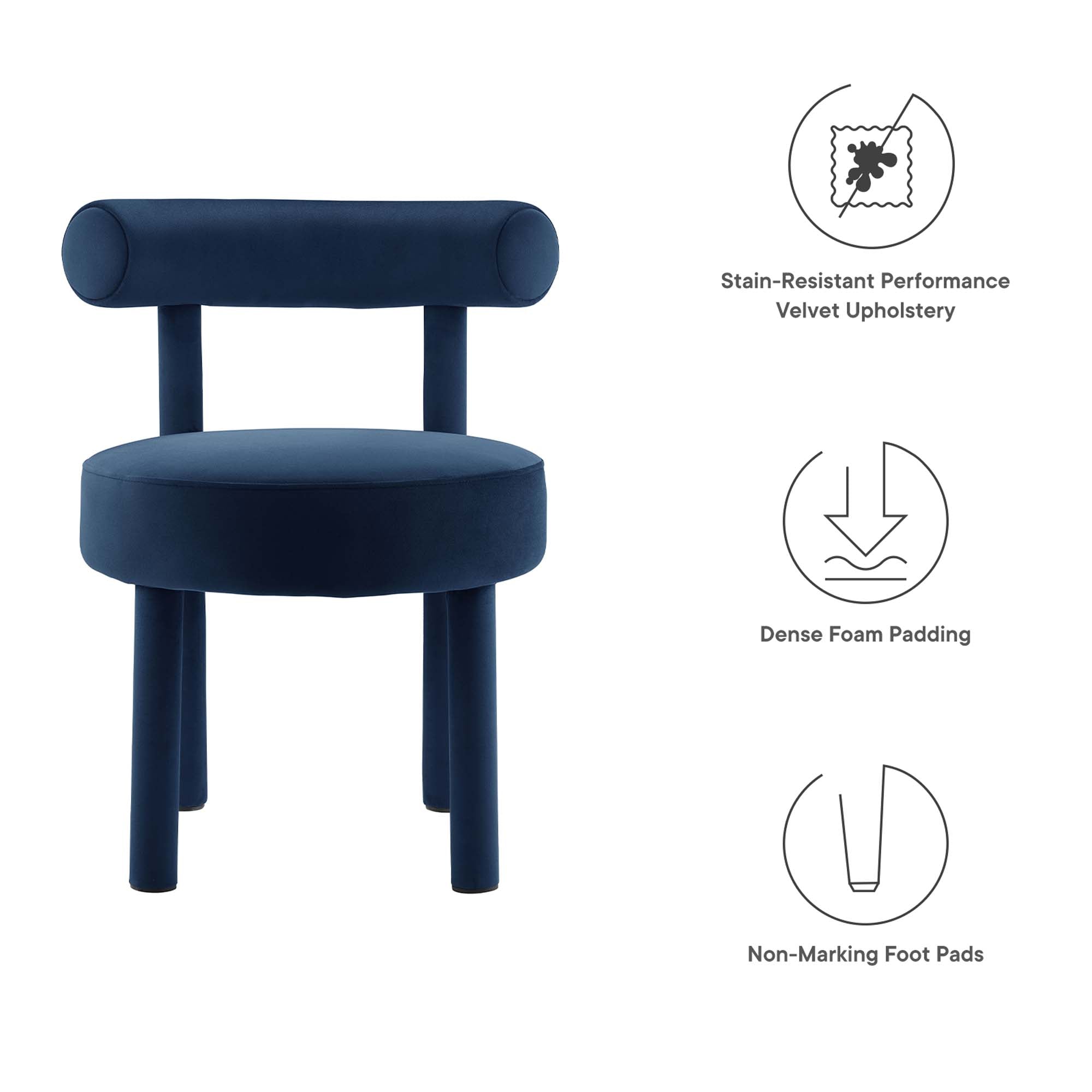 Toulouse Performance Velvet Dining Chair, Midnight Blue