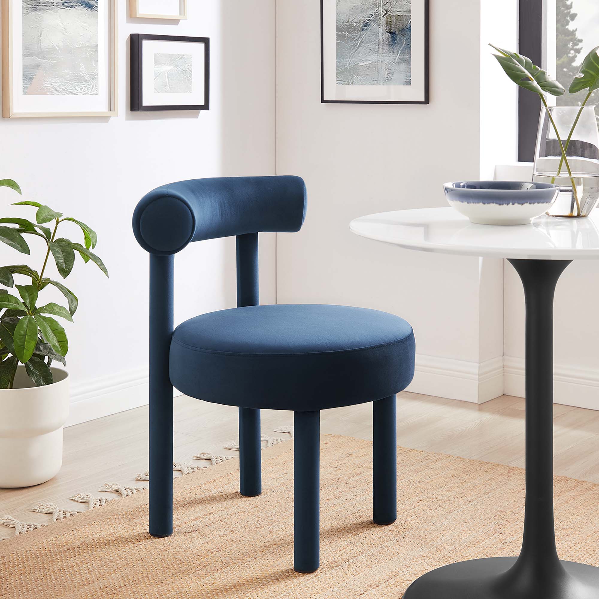 Toulouse Performance Velvet Dining Chair, Midnight Blue