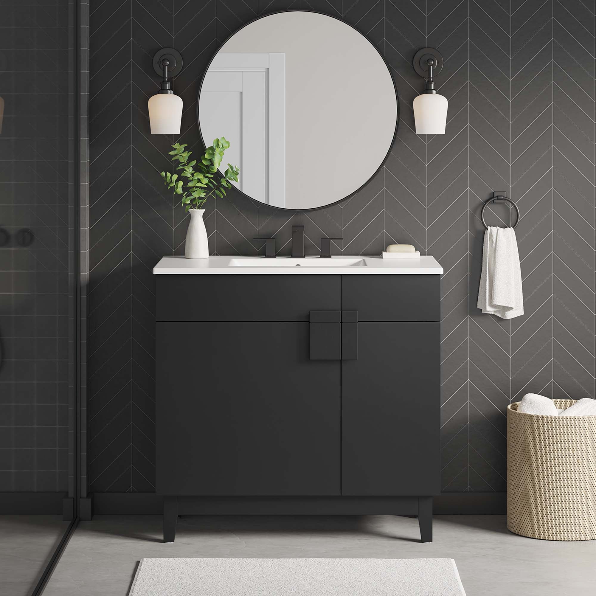 Miles 36" Bathroom Vanity Cabinet (Sink Basin Not Included), Black