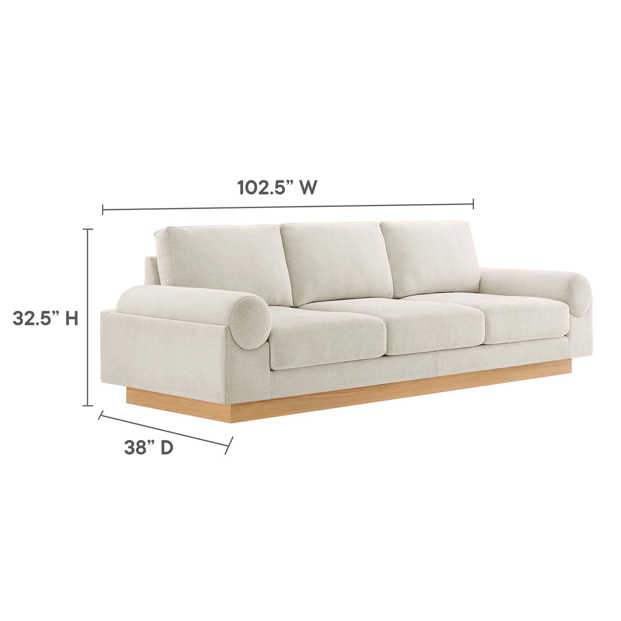 Oasis Upholstered Fabric Sofa, Ivory