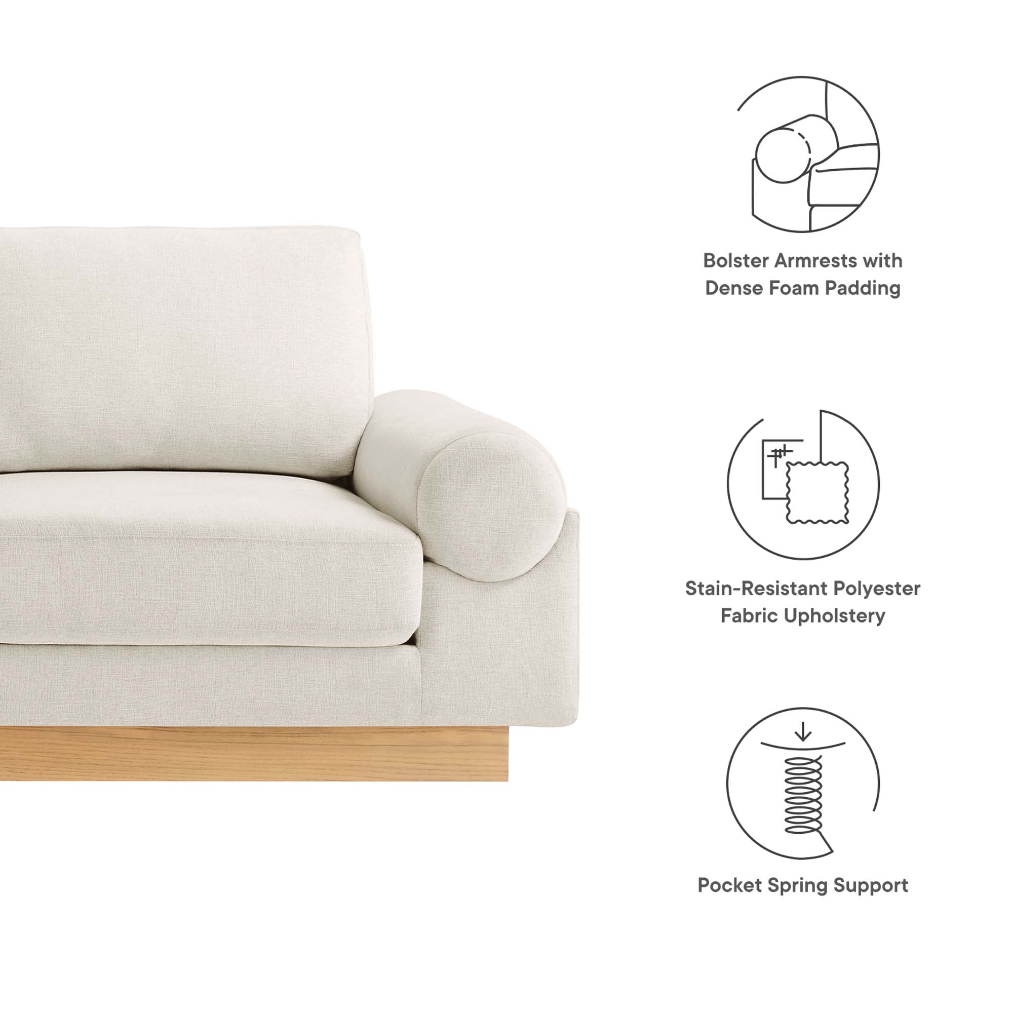 Oasis Upholstered Fabric Sofa, Ivory