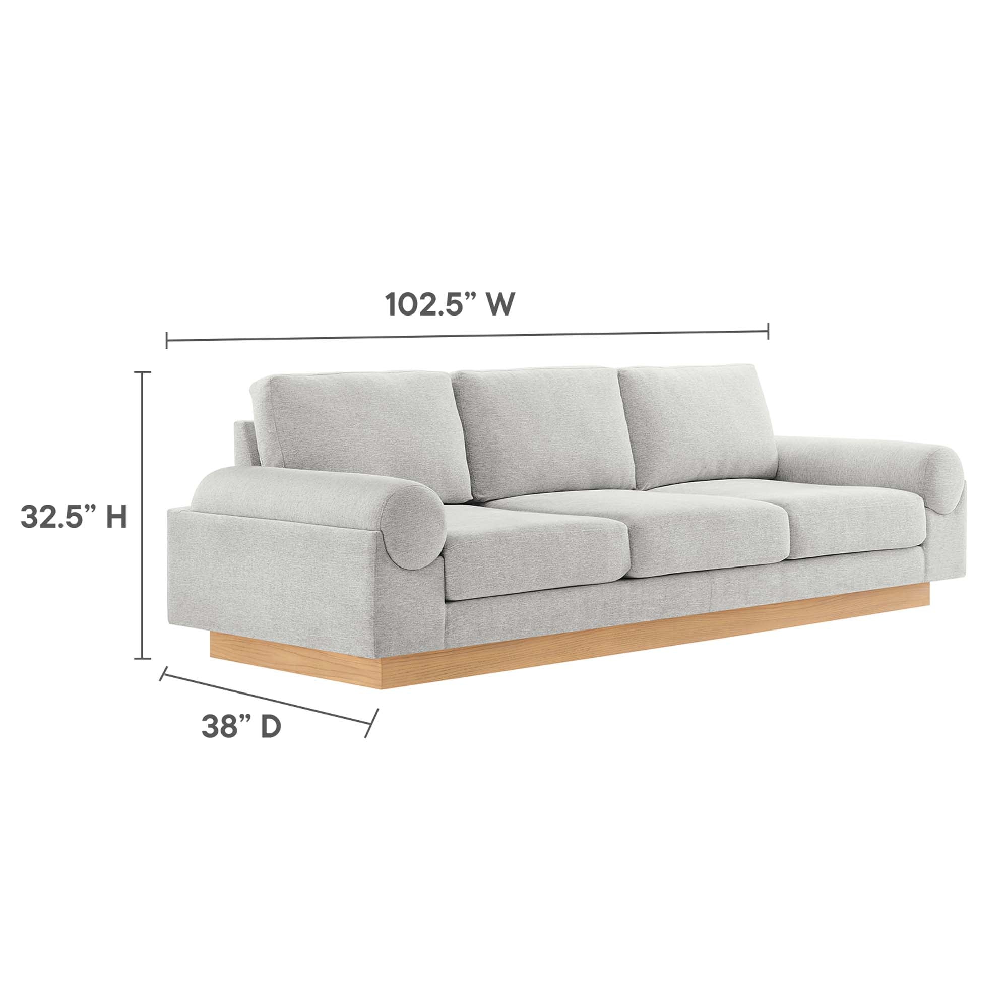 Oasis Upholstered Fabric Sofa, Light Gray