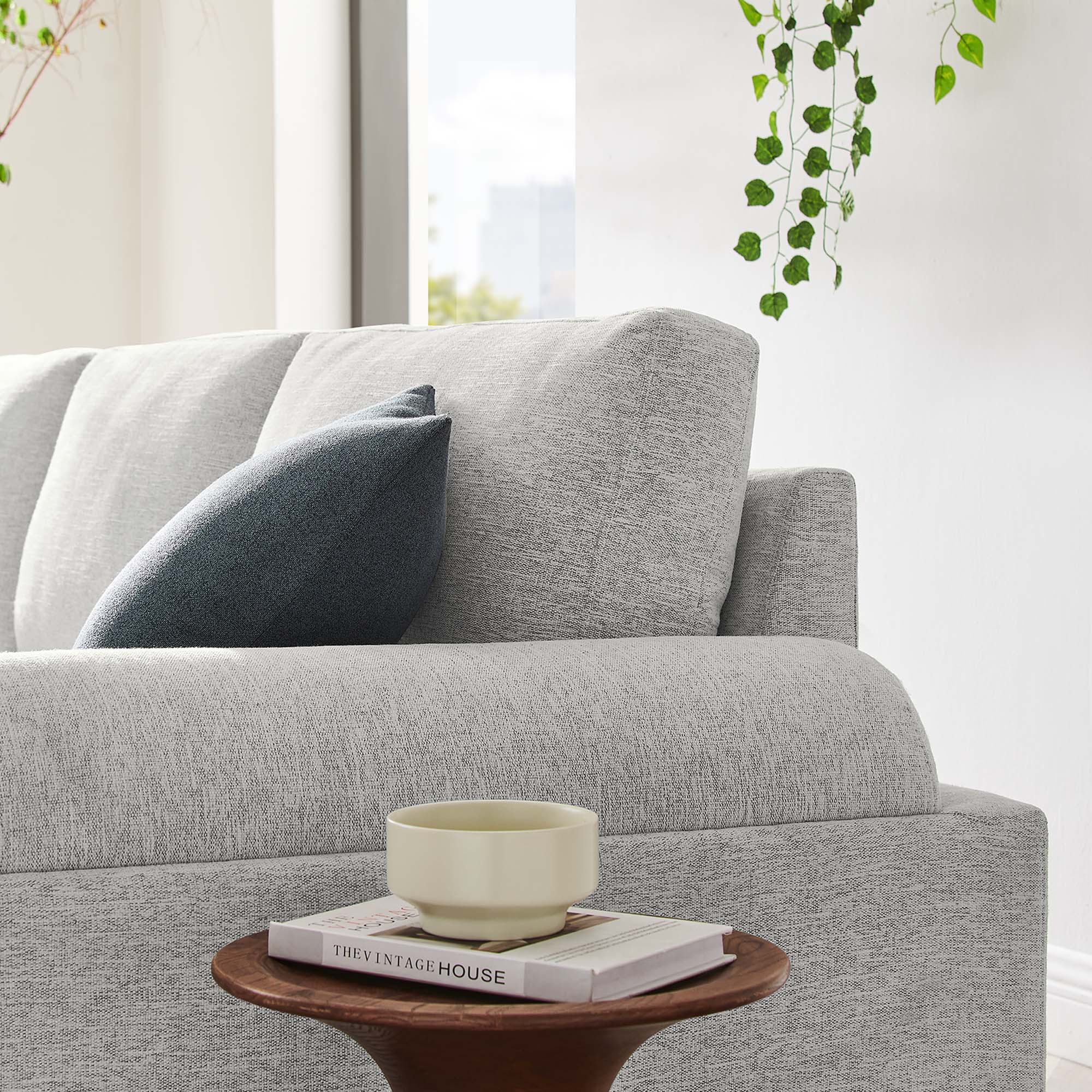 Oasis Upholstered Fabric Sofa, Light Gray