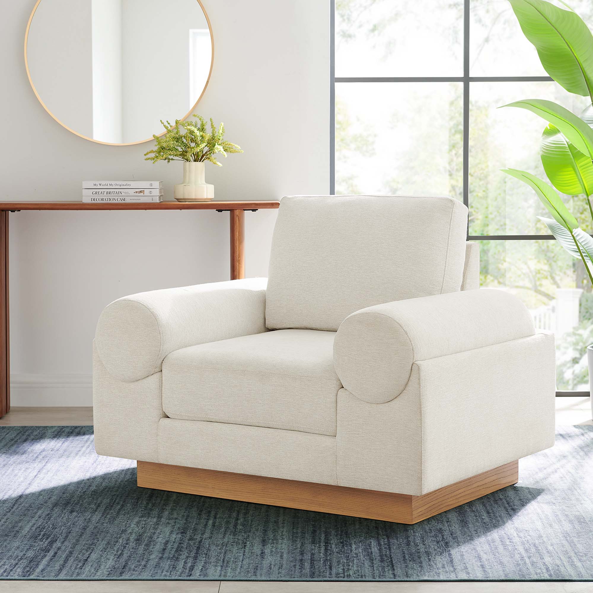 Oasis Upholstered Fabric Armchair, Ivory