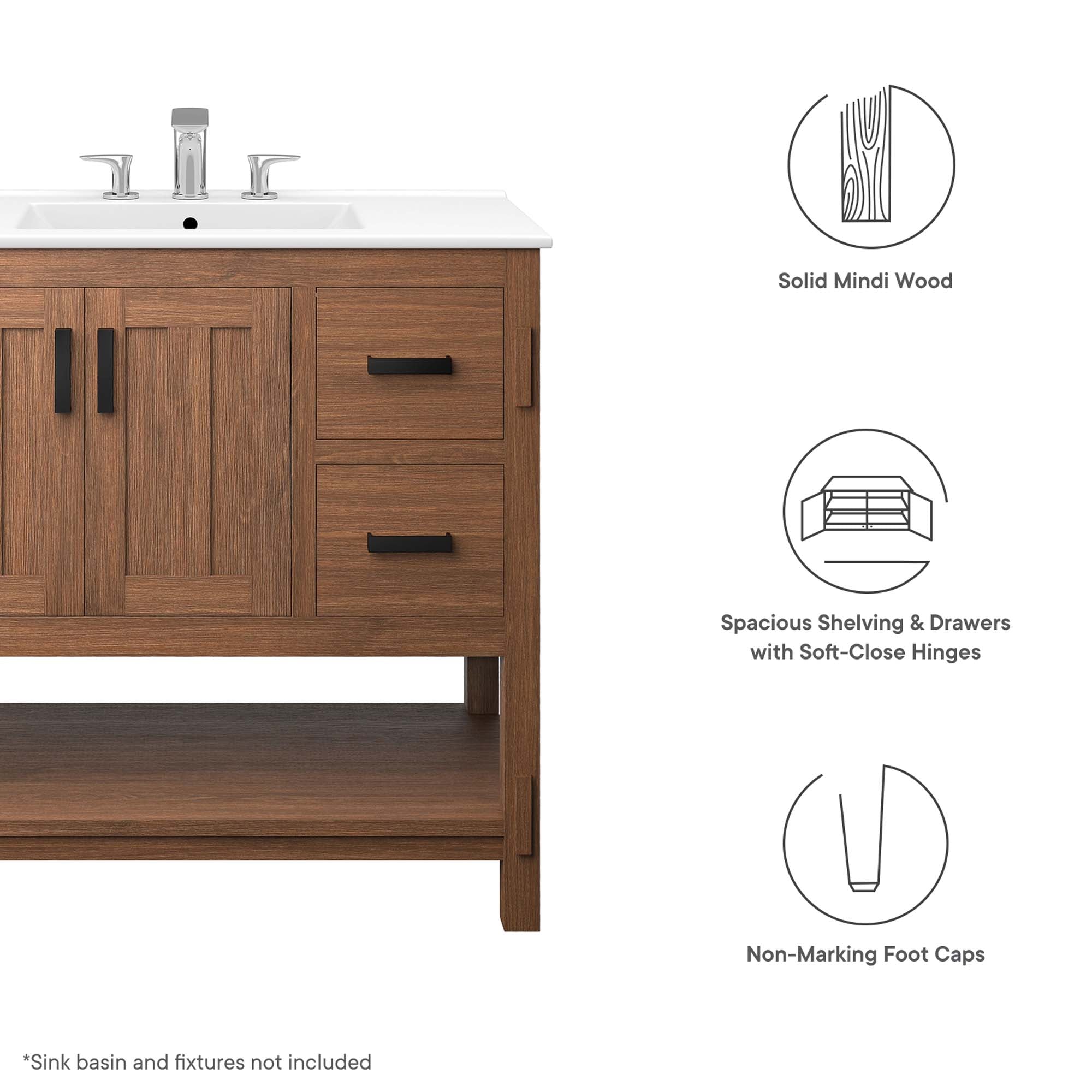 Ashlyn 36" Wood Bathroom Vanity Cabinet (Sink Basin Not Included), Walnut