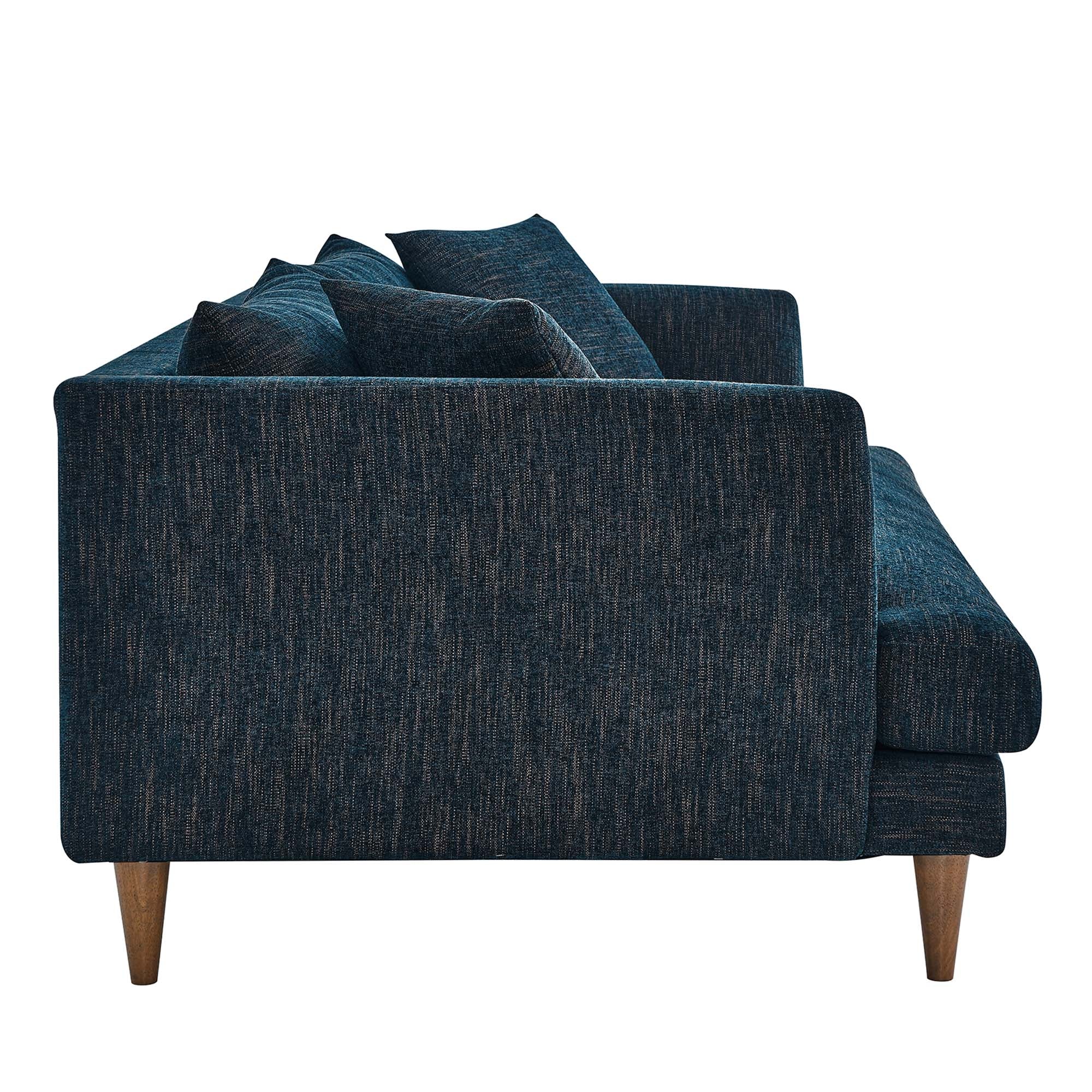 Zoya Down Filled Overstuffed Sofa, Navy Fabric