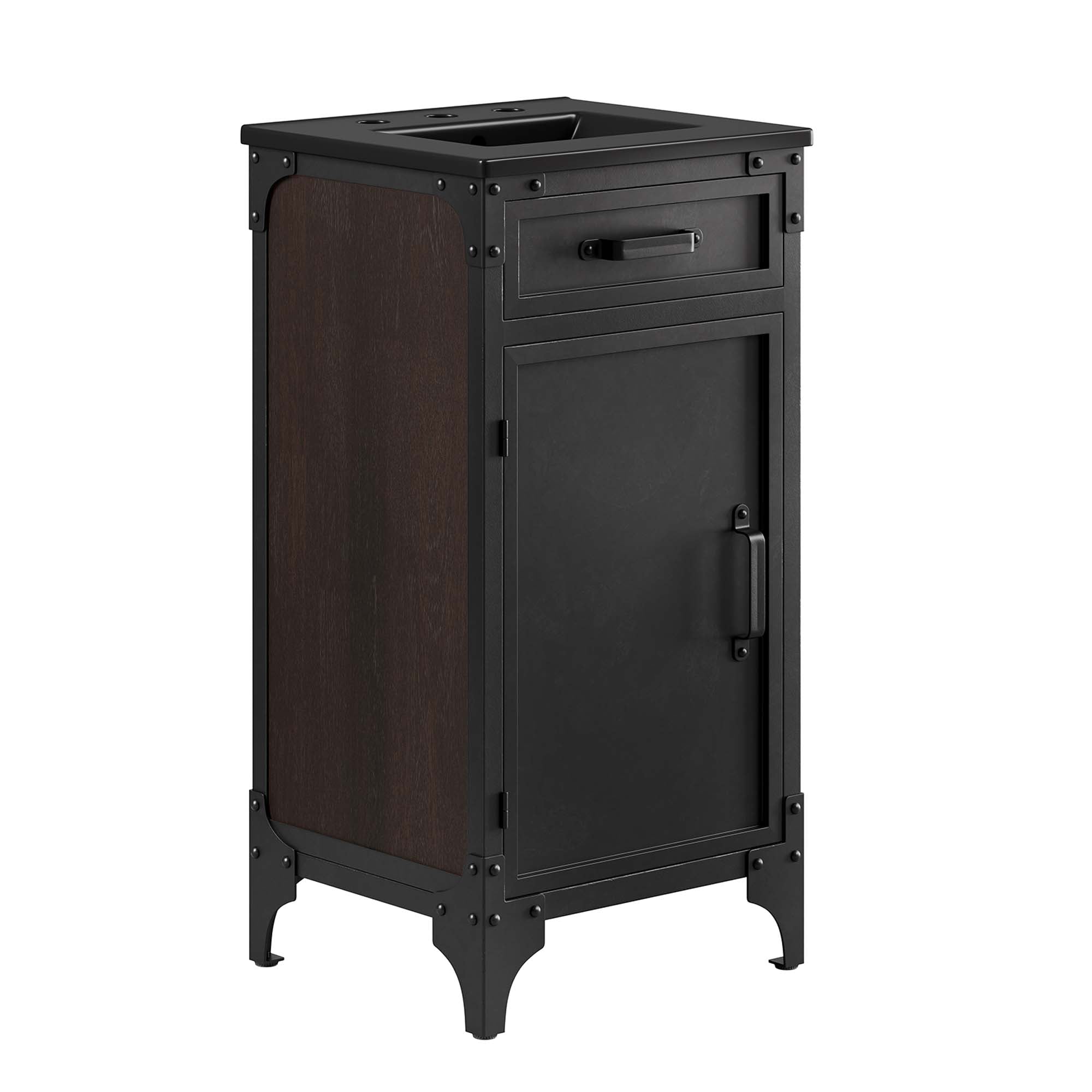 Steamforge 18" Bathroom Vanity, Black Black