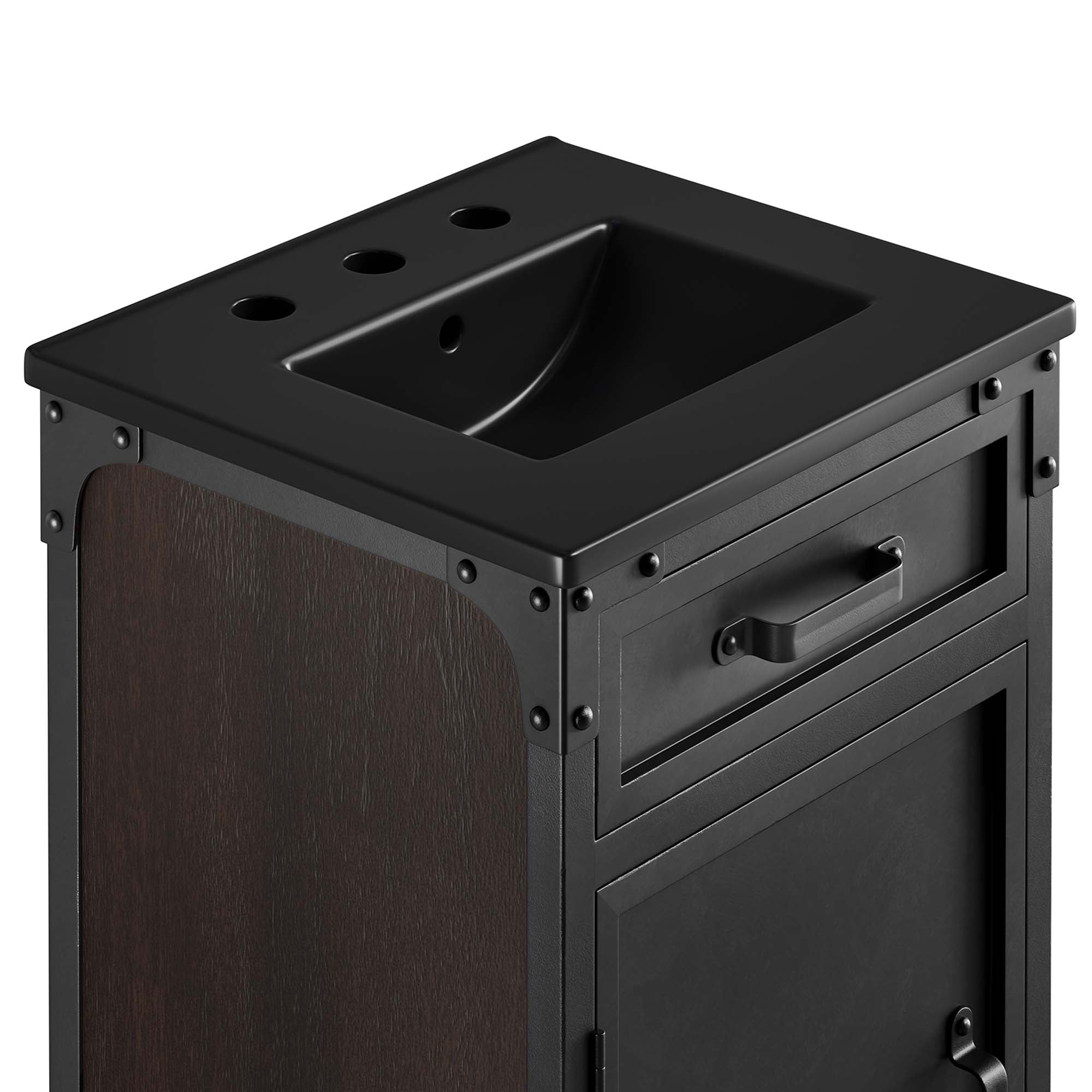 Steamforge 18" Bathroom Vanity, Black Black