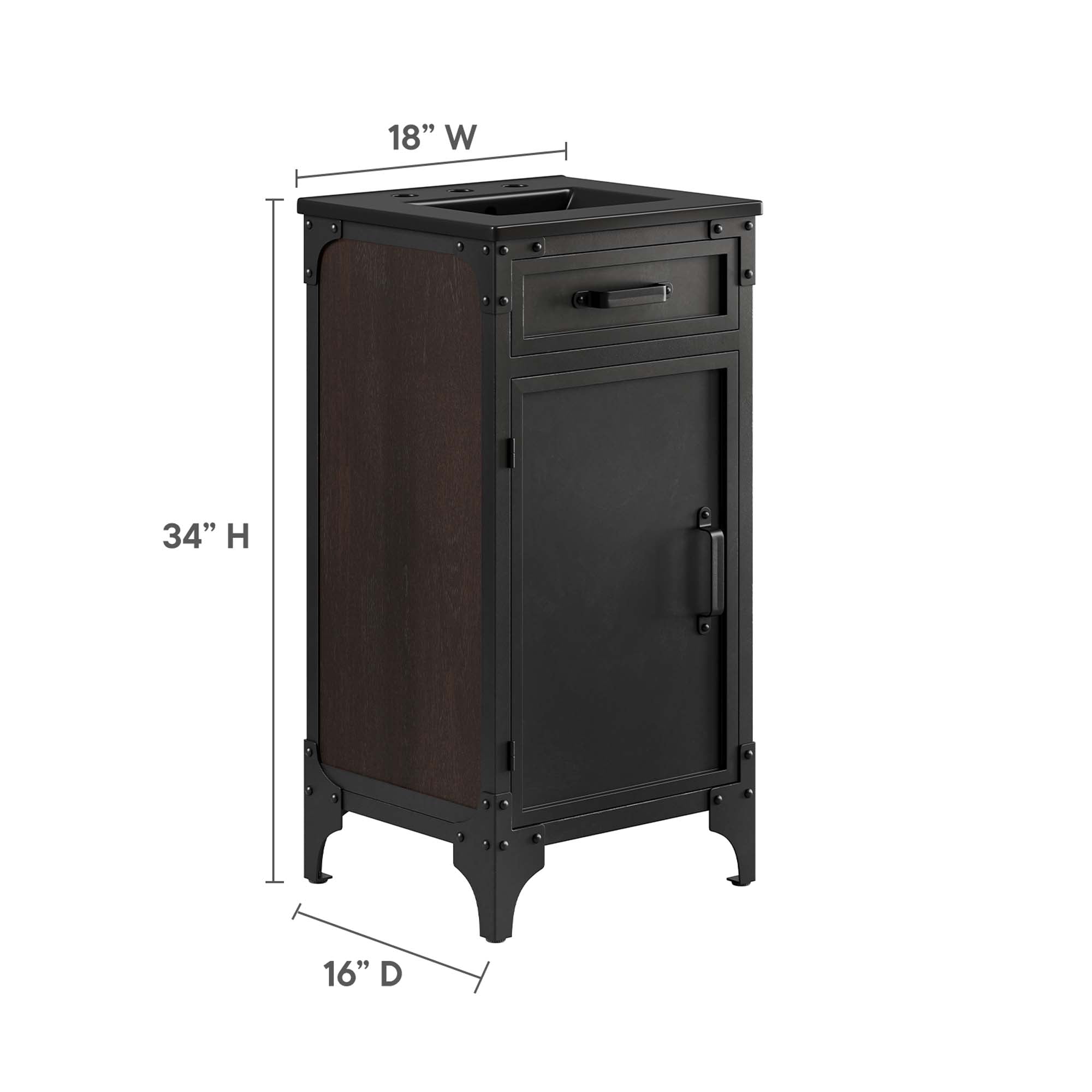Steamforge 18" Bathroom Vanity, Black Black