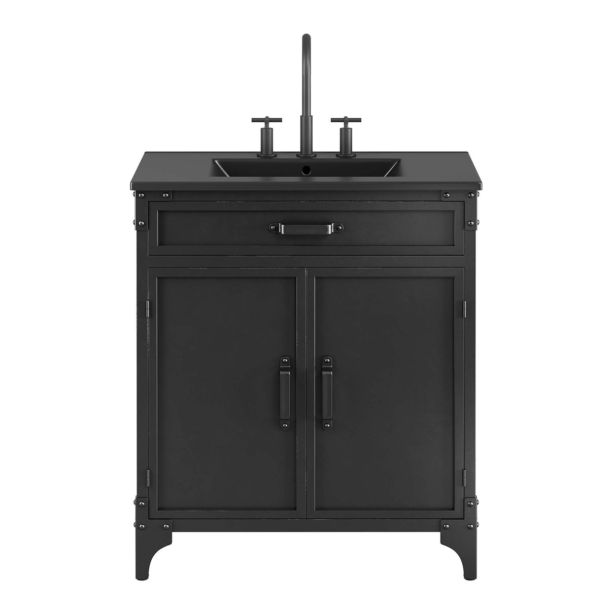 Steamforge 30" Bathroom Vanity, Black Black