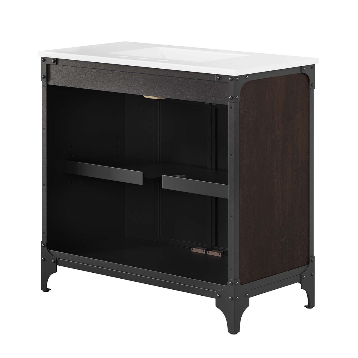Steamforge 36" Bathroom Vanity, White Black