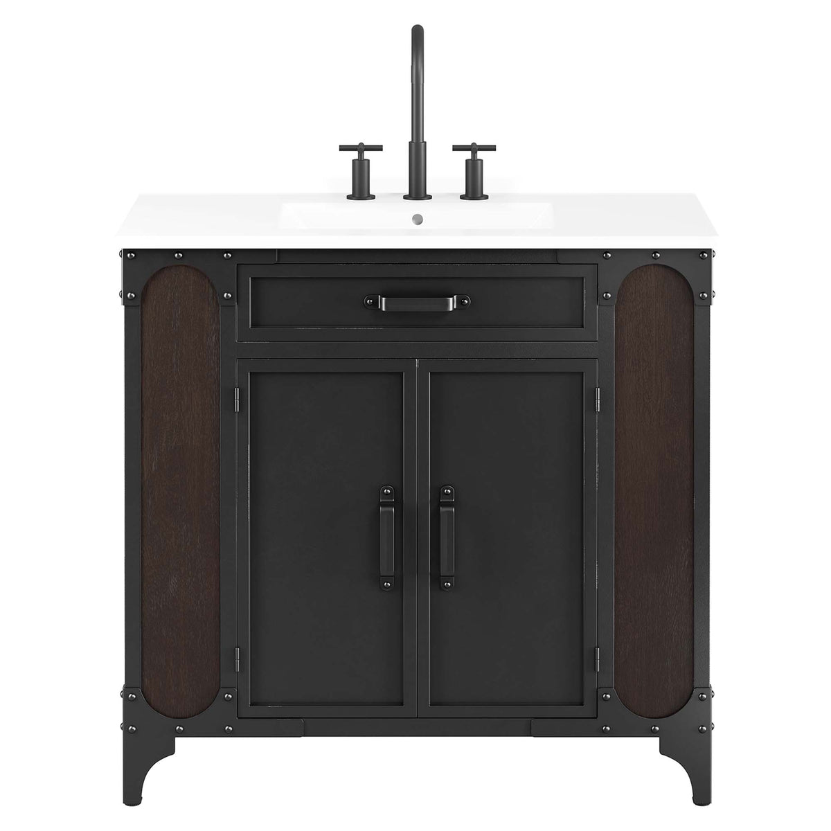 Steamforge 36" Bathroom Vanity, White Black