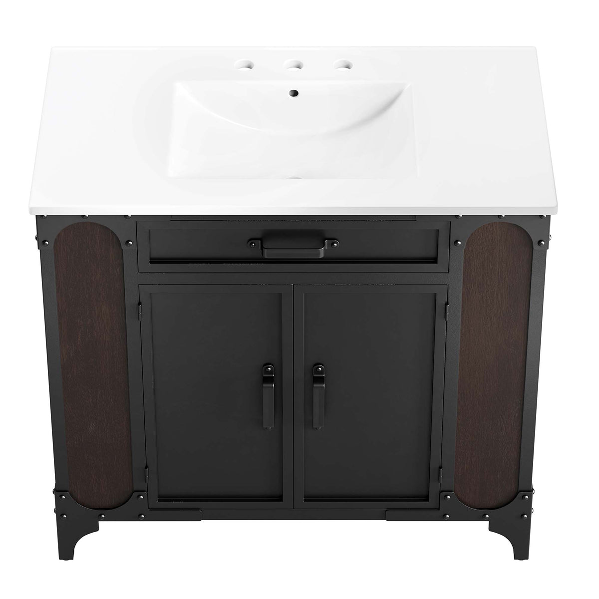 Steamforge 36" Bathroom Vanity, White Black