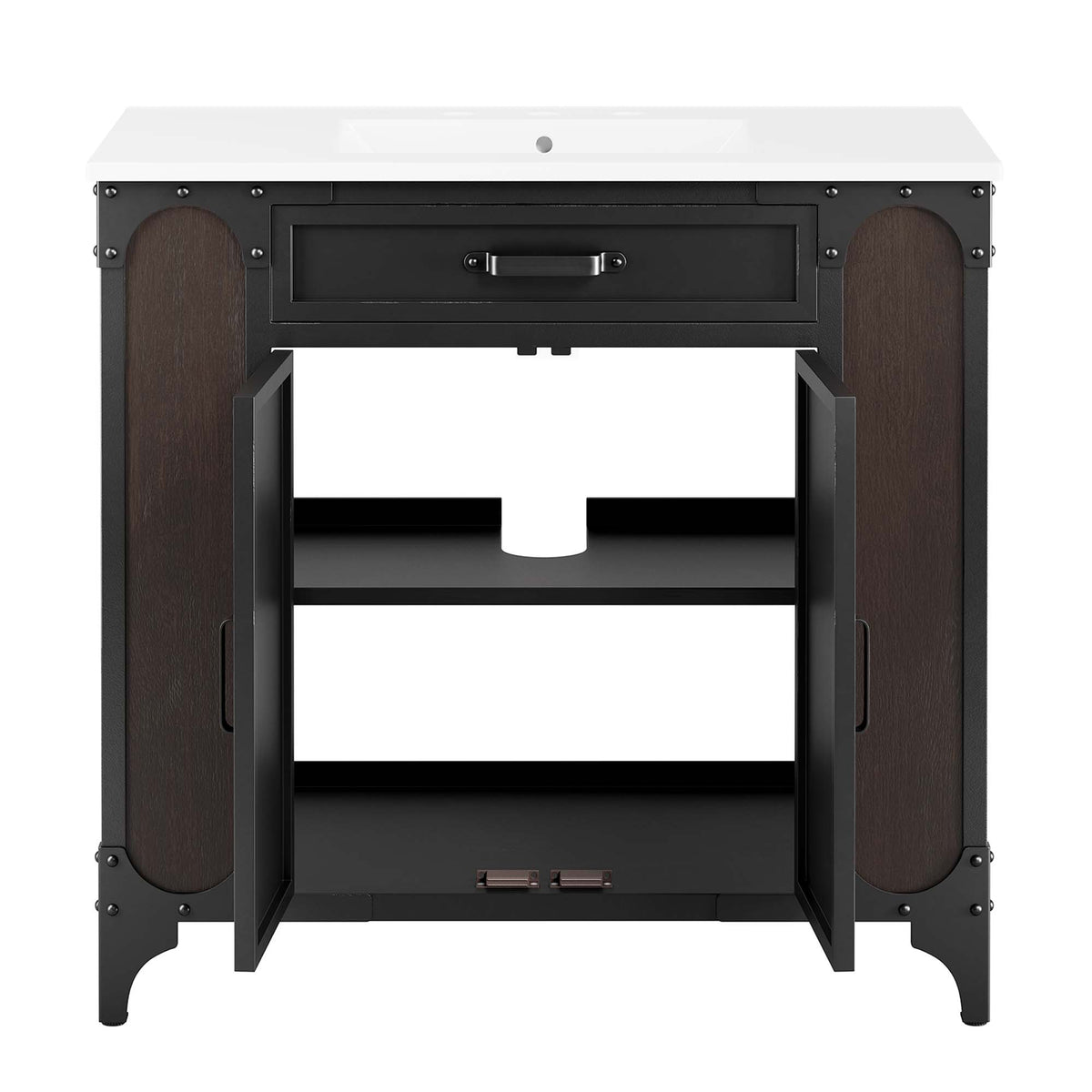 Steamforge 36" Bathroom Vanity, White Black