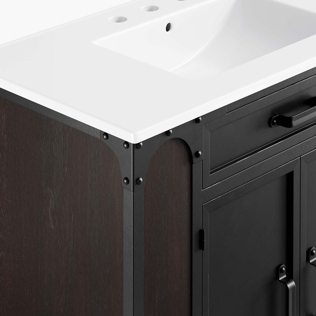 Steamforge 36" Bathroom Vanity, White Black