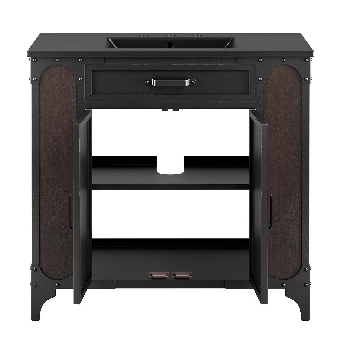 Steamforge 36" Bathroom Vanity, Black Black
