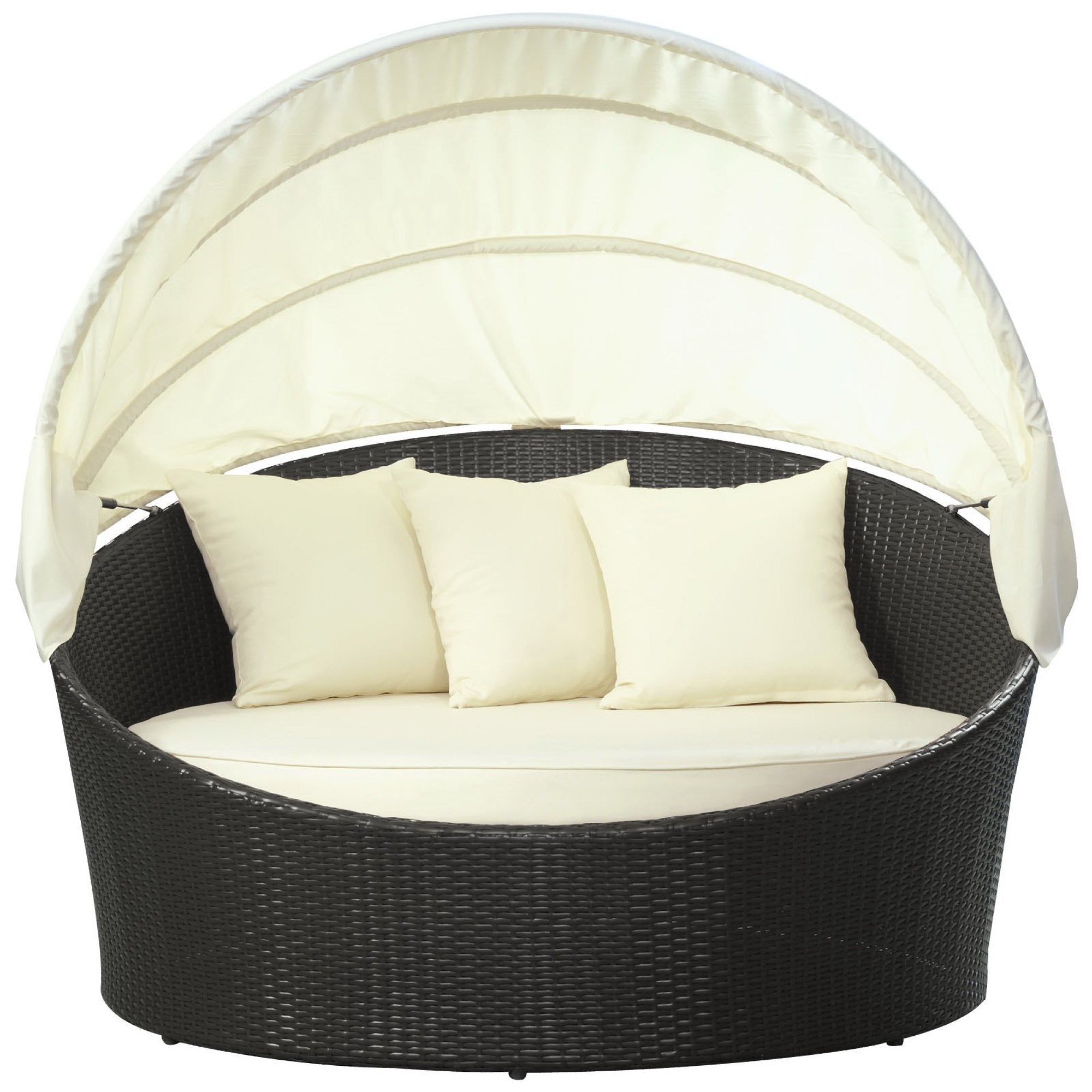 Siesta Canopy Outdoor Patio Daybed, Espresso White