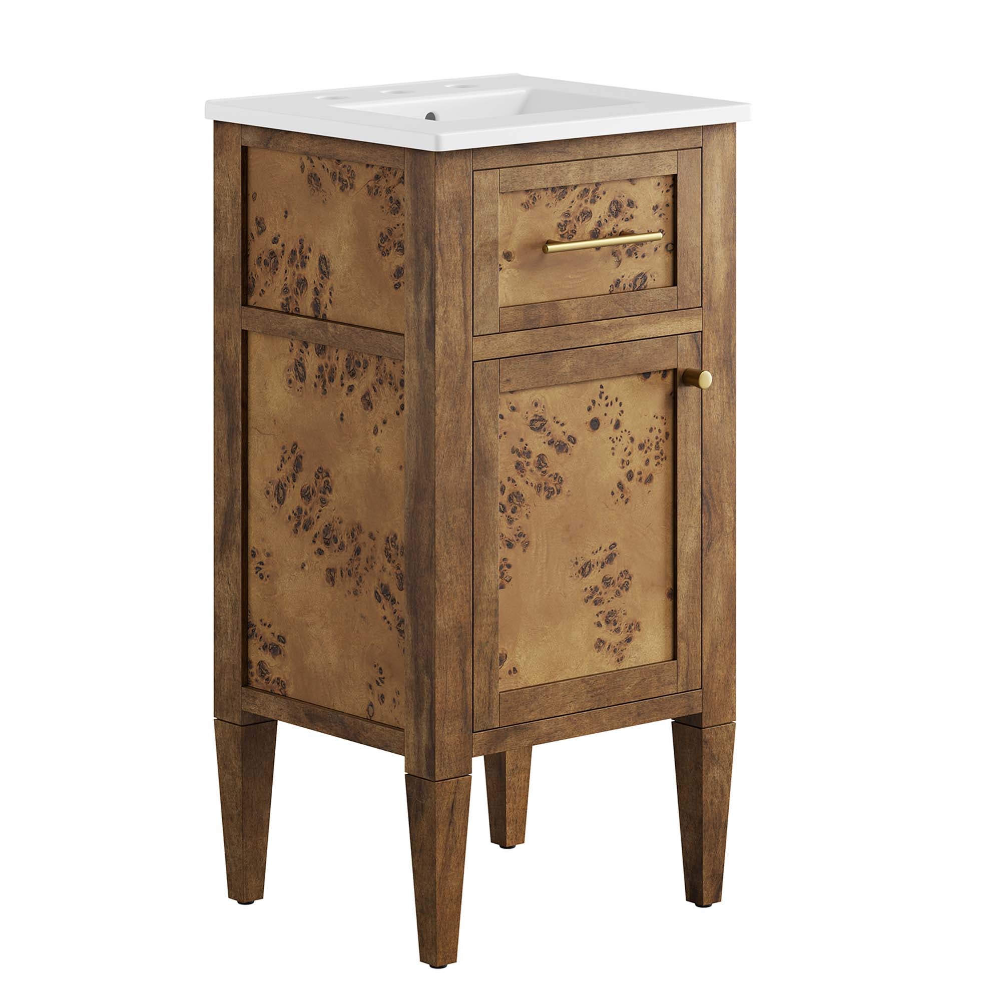 Elysian 18" Wood Bathroom Vanity, White Brown