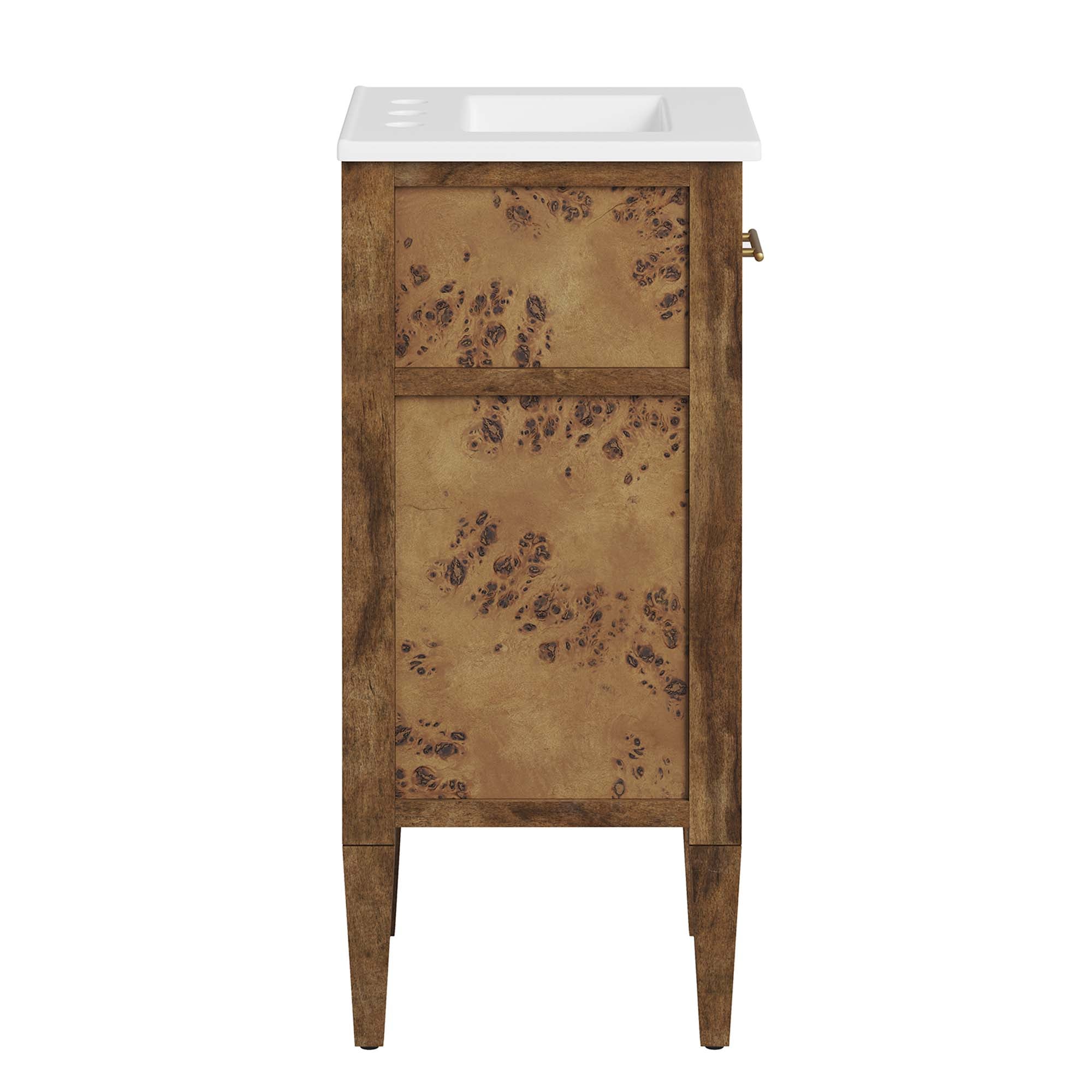 Elysian 18" Wood Bathroom Vanity, White Brown