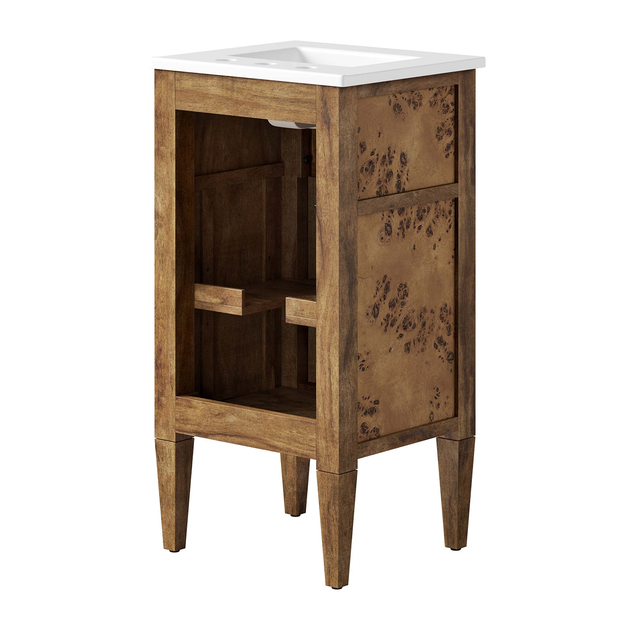Elysian 18" Wood Bathroom Vanity, White Brown