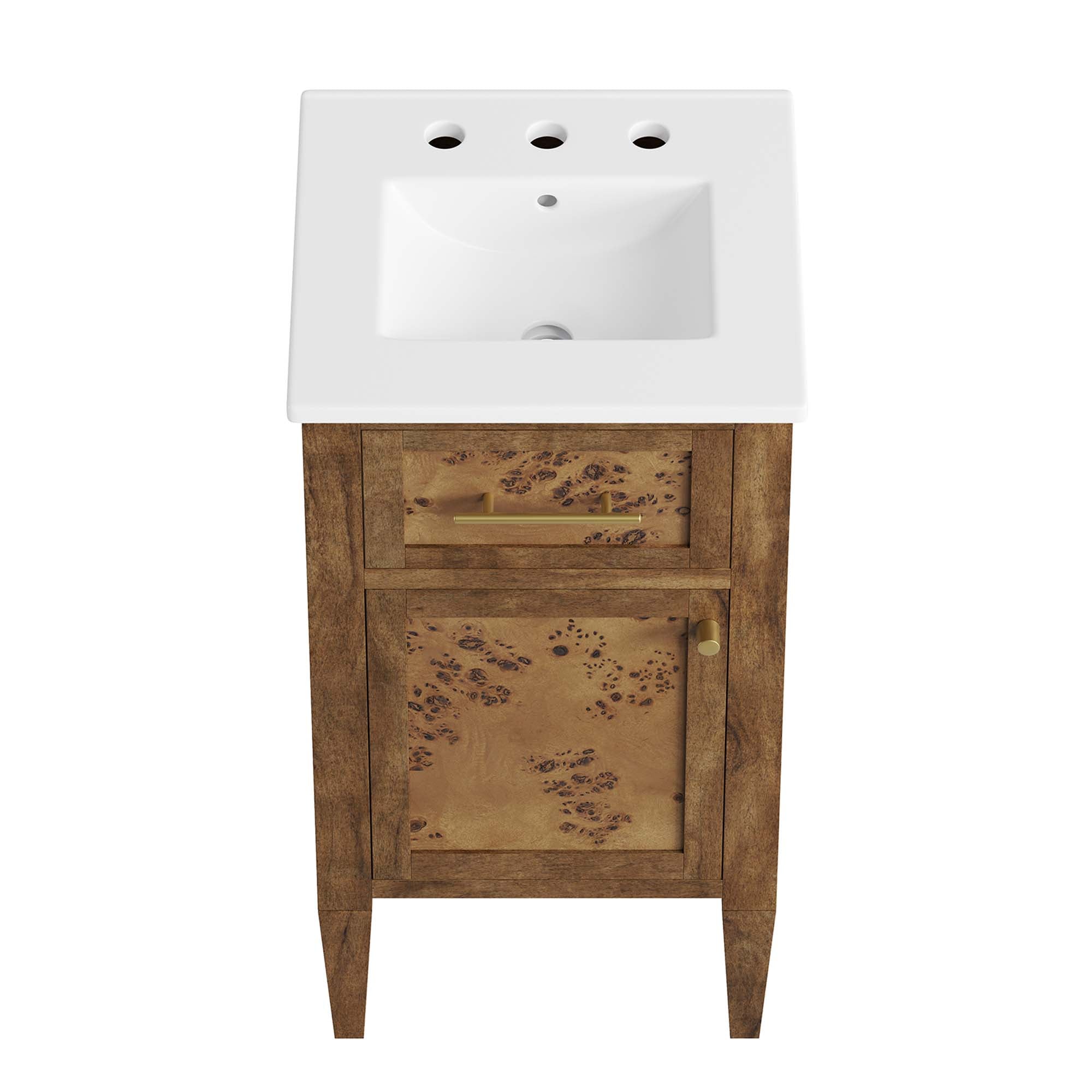 Elysian 18" Wood Bathroom Vanity, White Brown