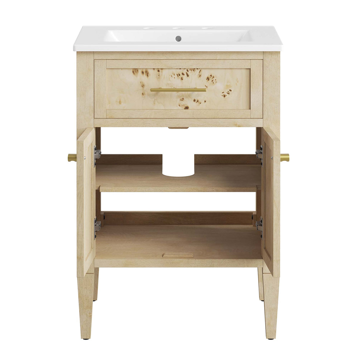 Elysian 24" Wood Bathroom Vanity, White Burl