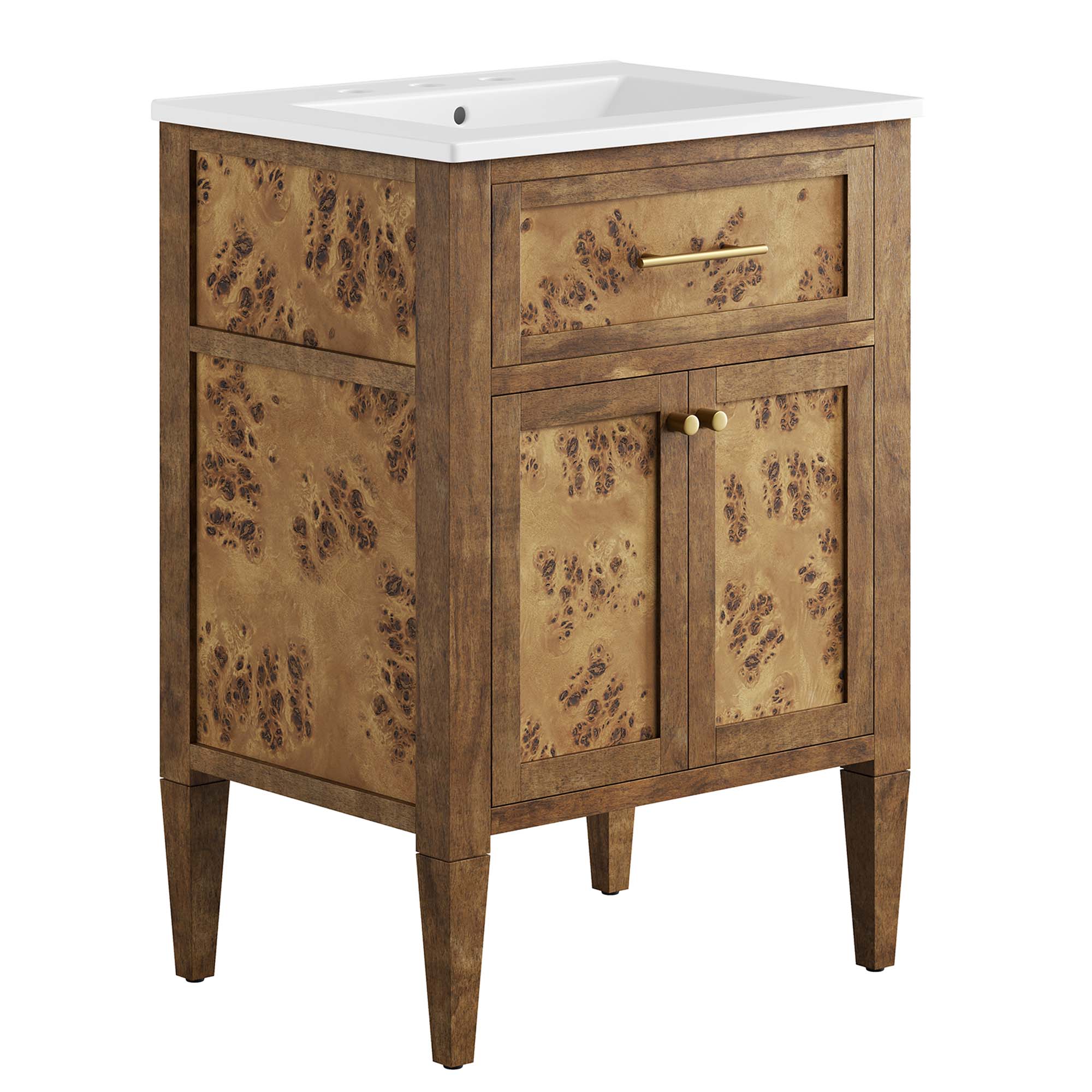 Elysian 24" Wood Bathroom Vanity, White Brown