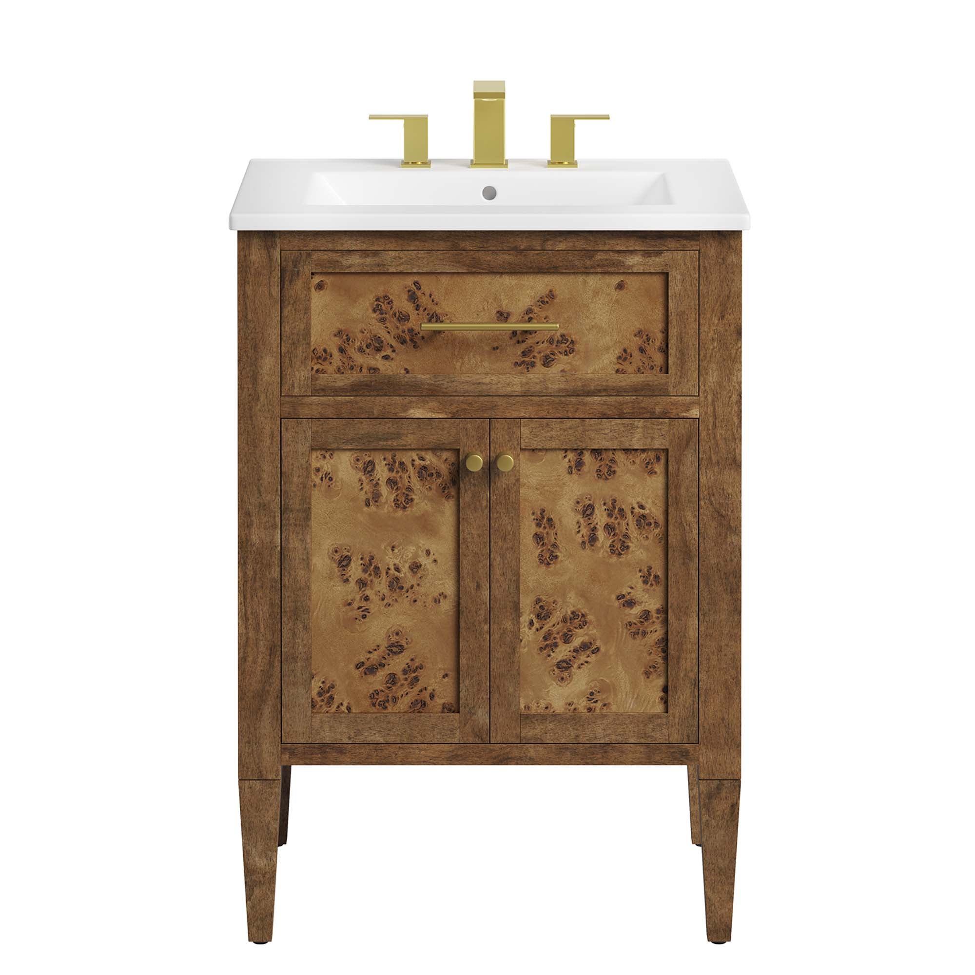 Elysian 24" Wood Bathroom Vanity, White Brown