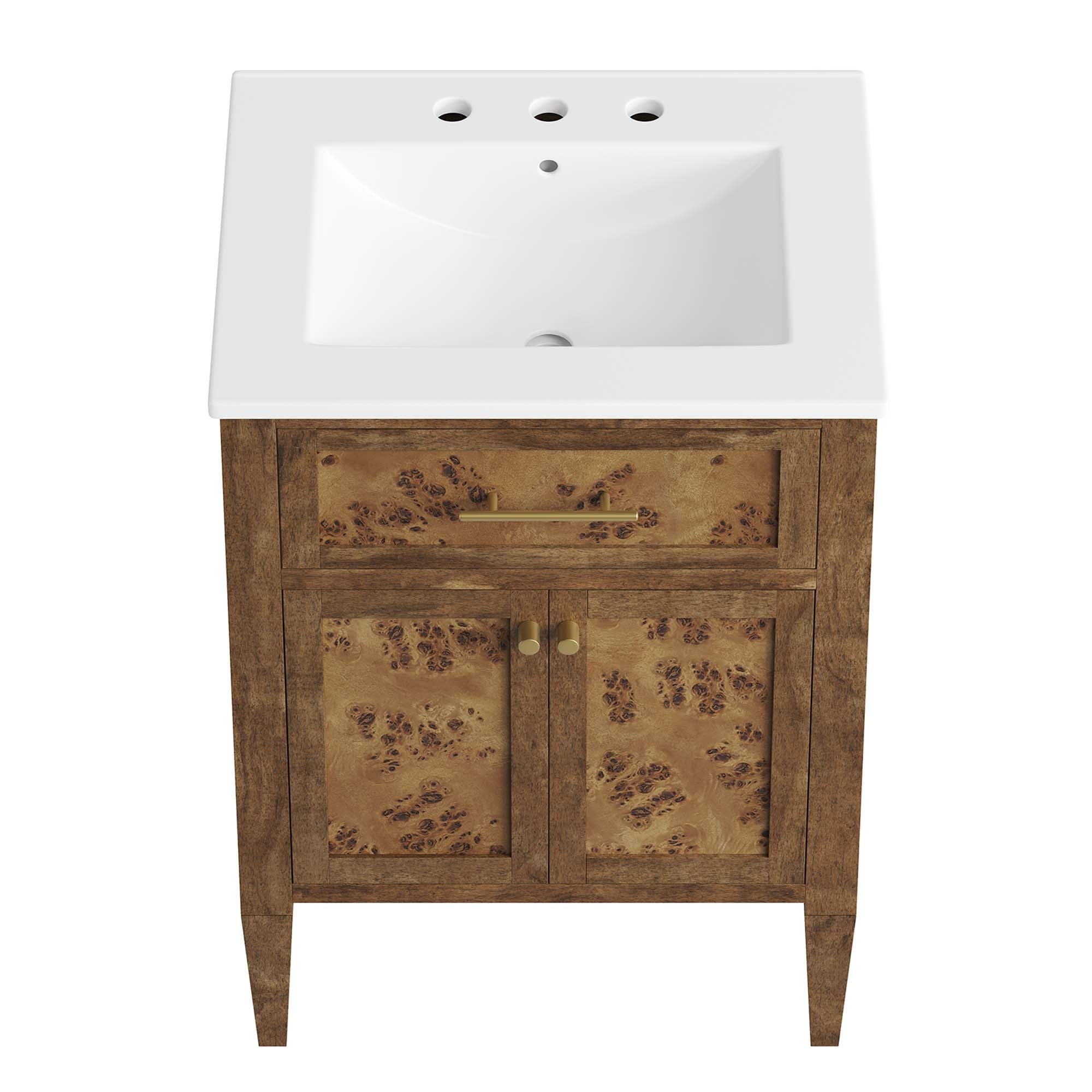 Elysian 24" Wood Bathroom Vanity, White Brown