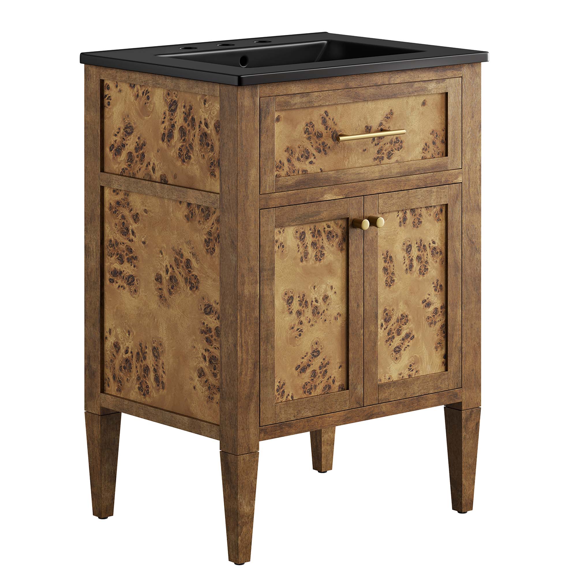 Elysian 24" Wood Bathroom Vanity, Black Brown