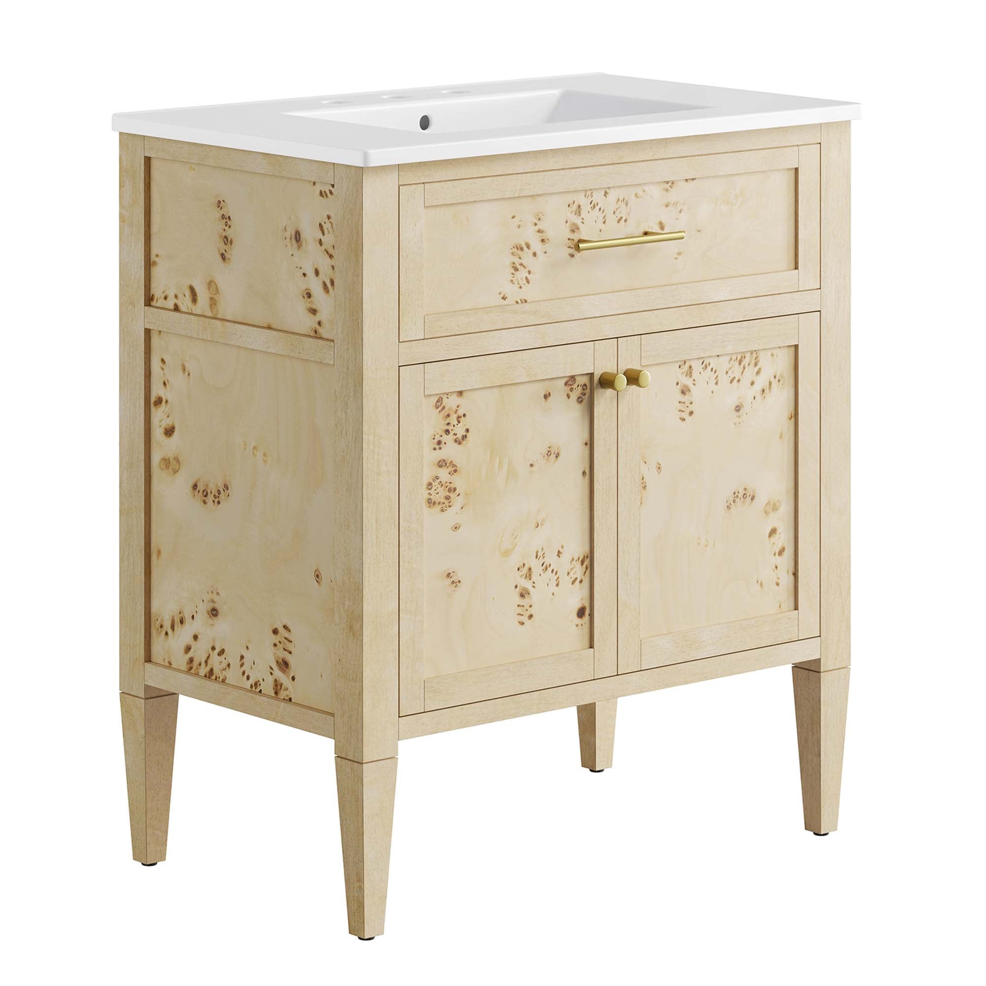 Elysian 30" Wood Bathroom Vanity, White Burl