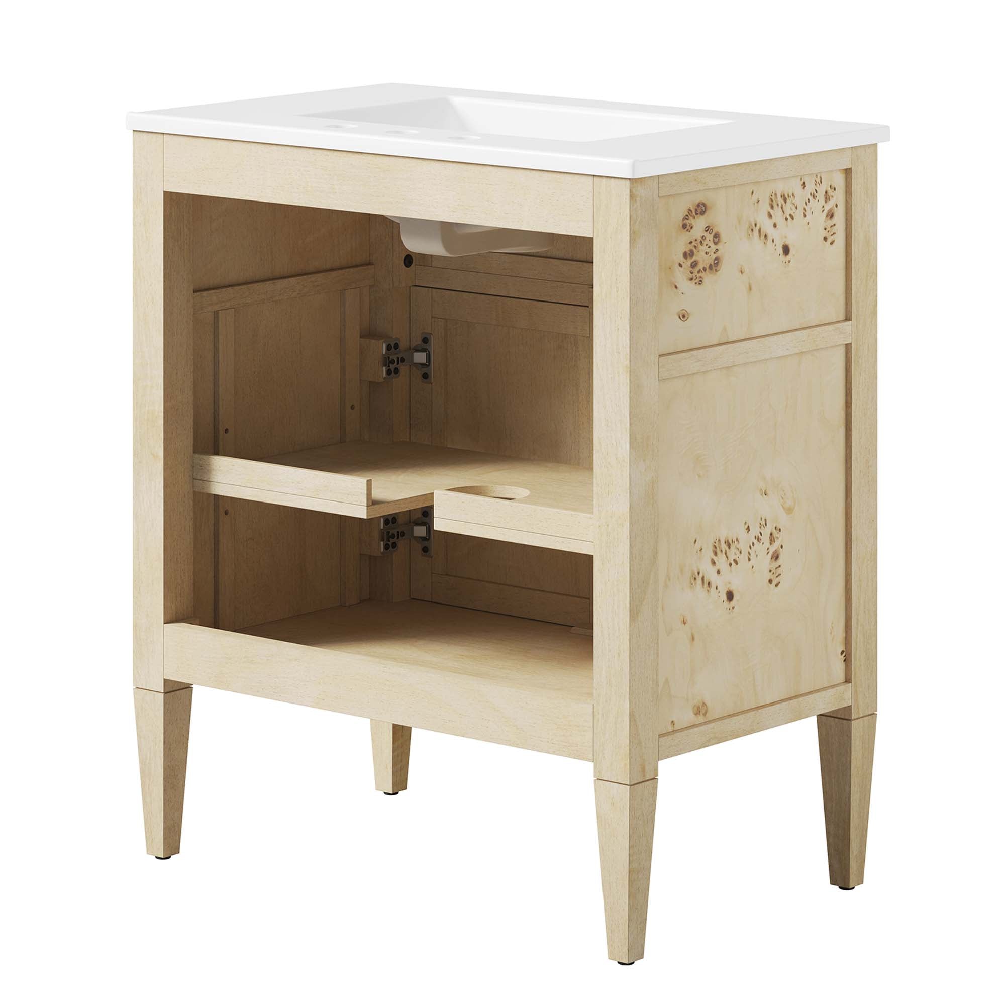 Elysian 30" Wood Bathroom Vanity, White Burl