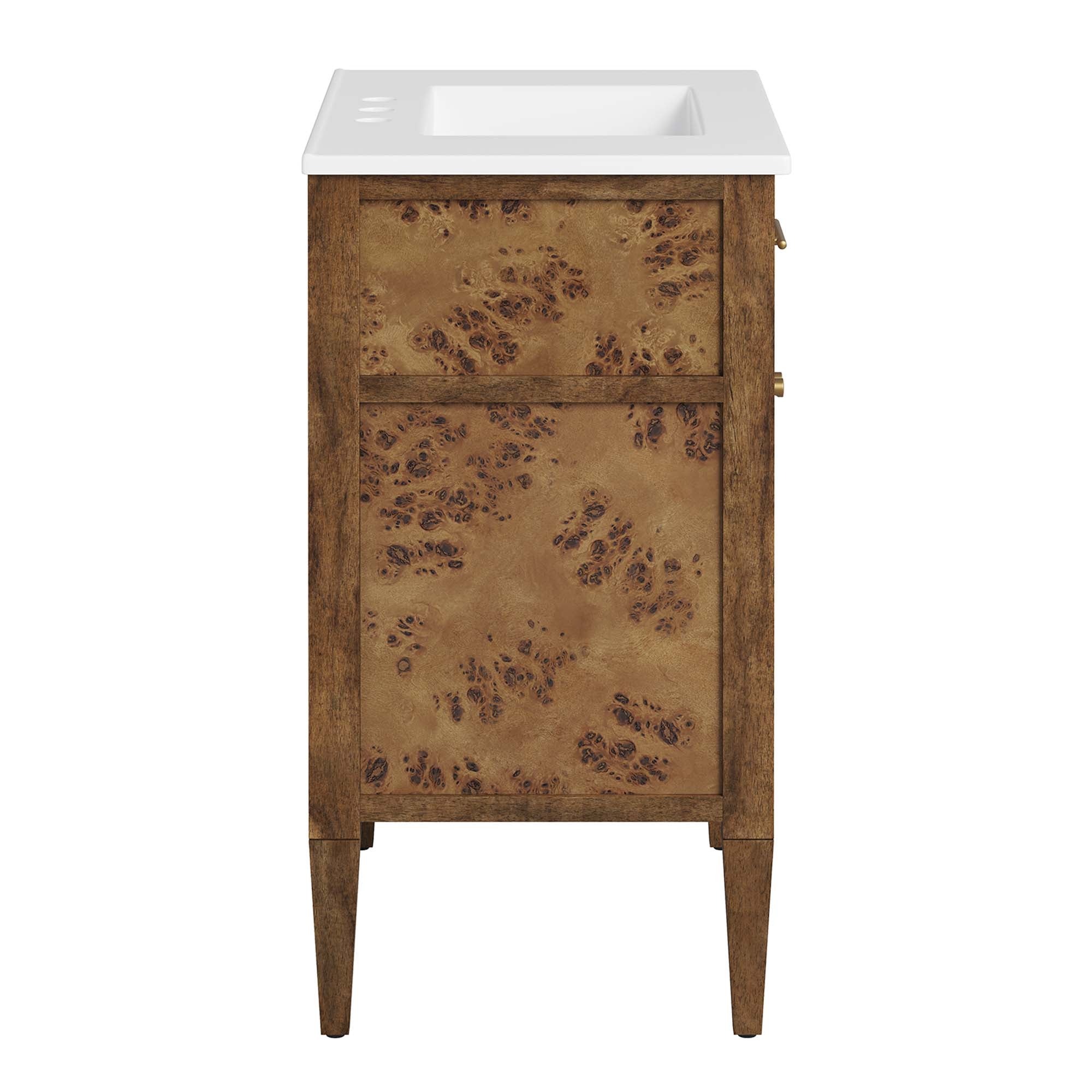 Elysian 30" Wood Bathroom Vanity, White Brown