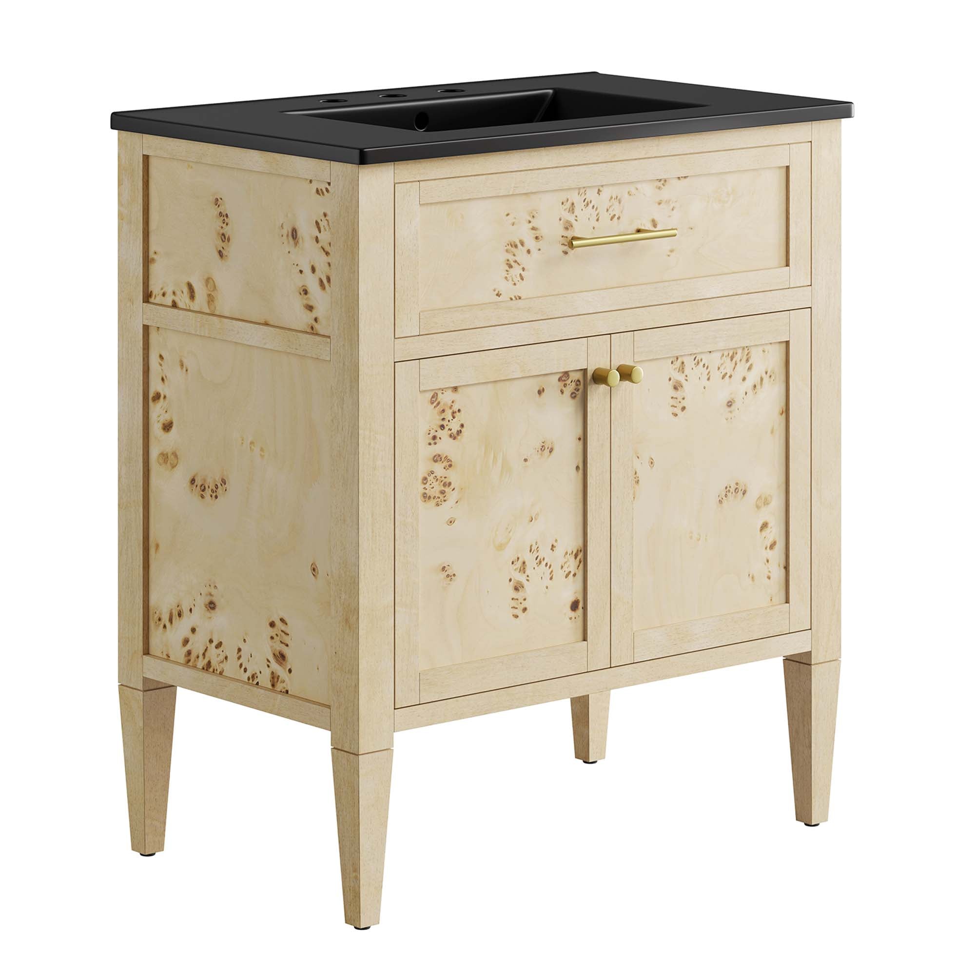 Elysian 30" Wood Bathroom Vanity, Black Burl