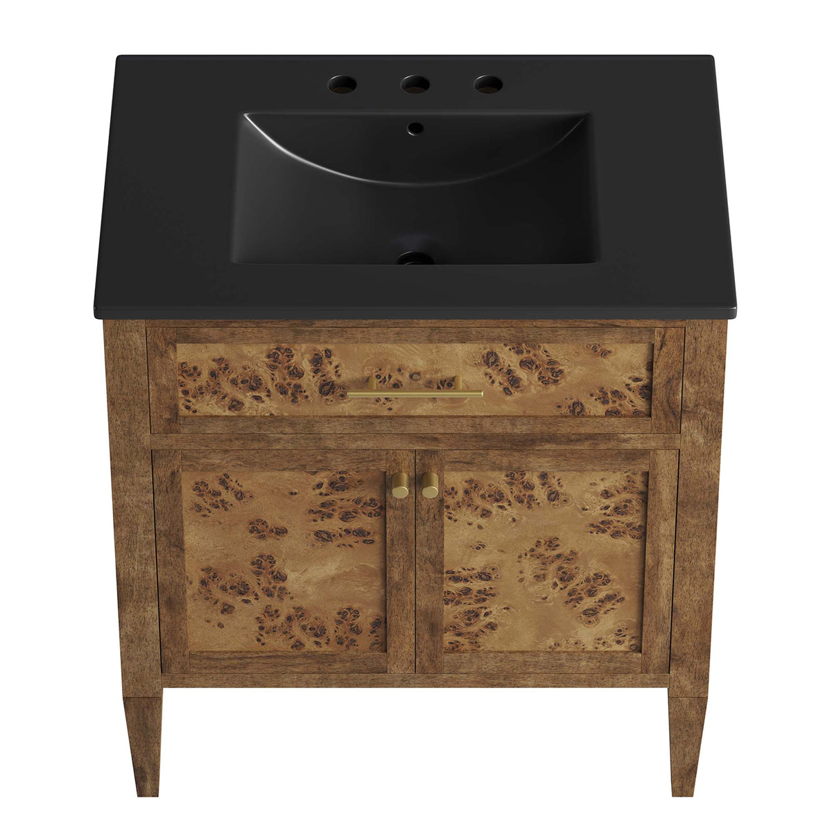Elysian 30" Wood Bathroom Vanity, Black Brown