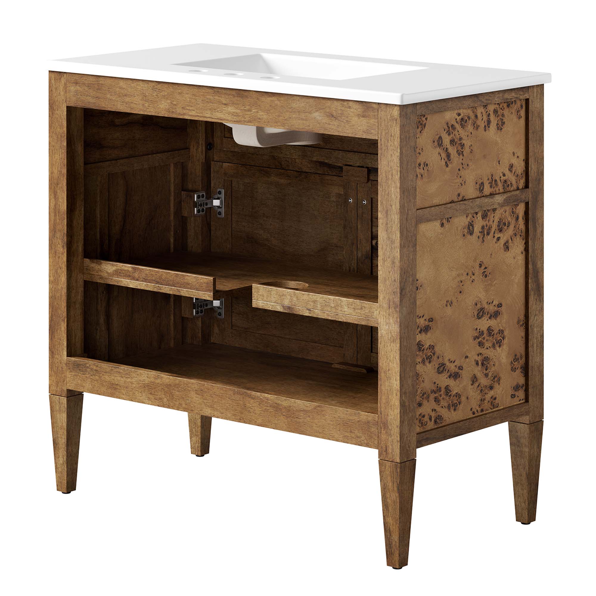 Elysian 36" Wood Bathroom Vanity, White Brown