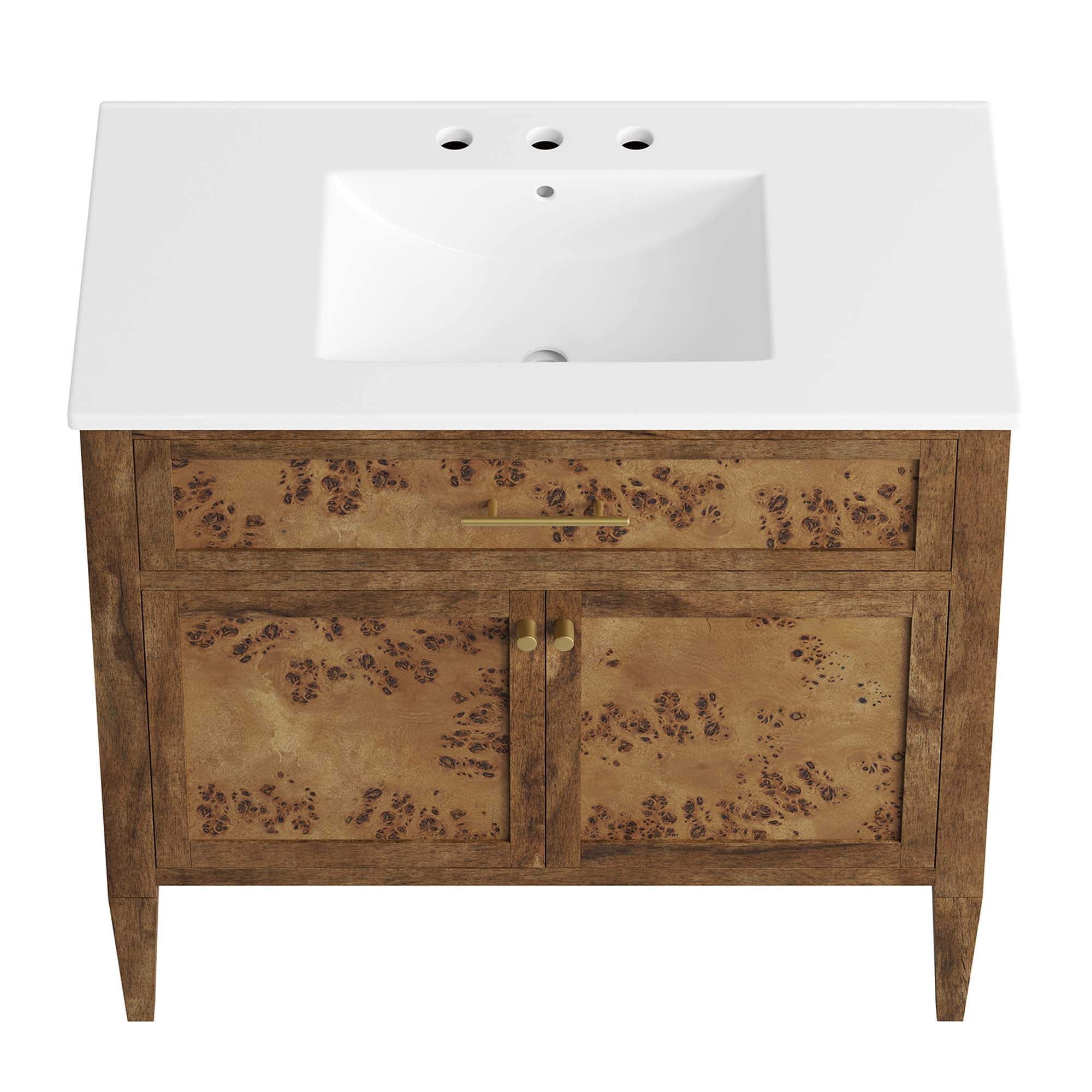 Elysian 36" Wood Bathroom Vanity, White Brown