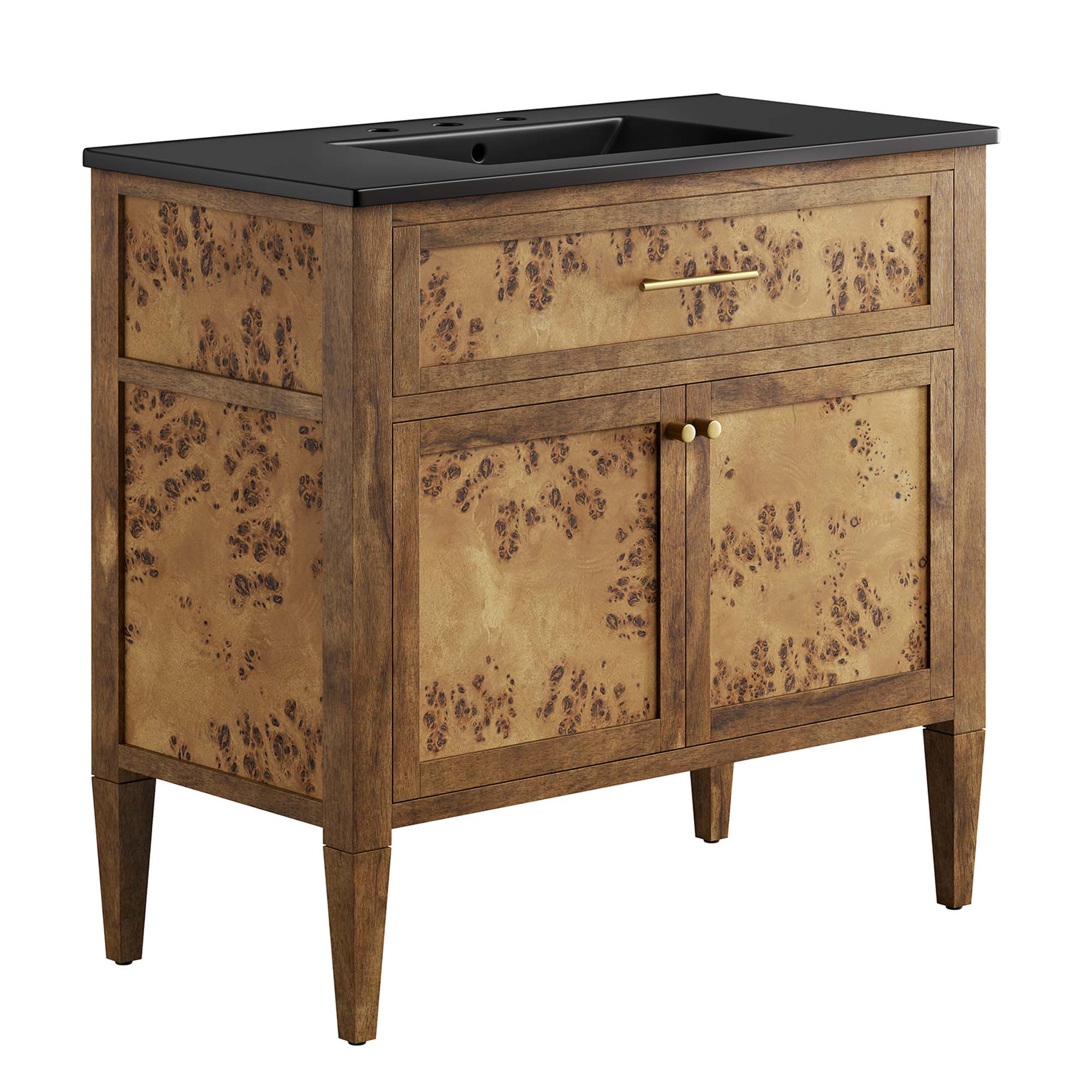 Elysian 36" Wood Bathroom Vanity, Black Brown