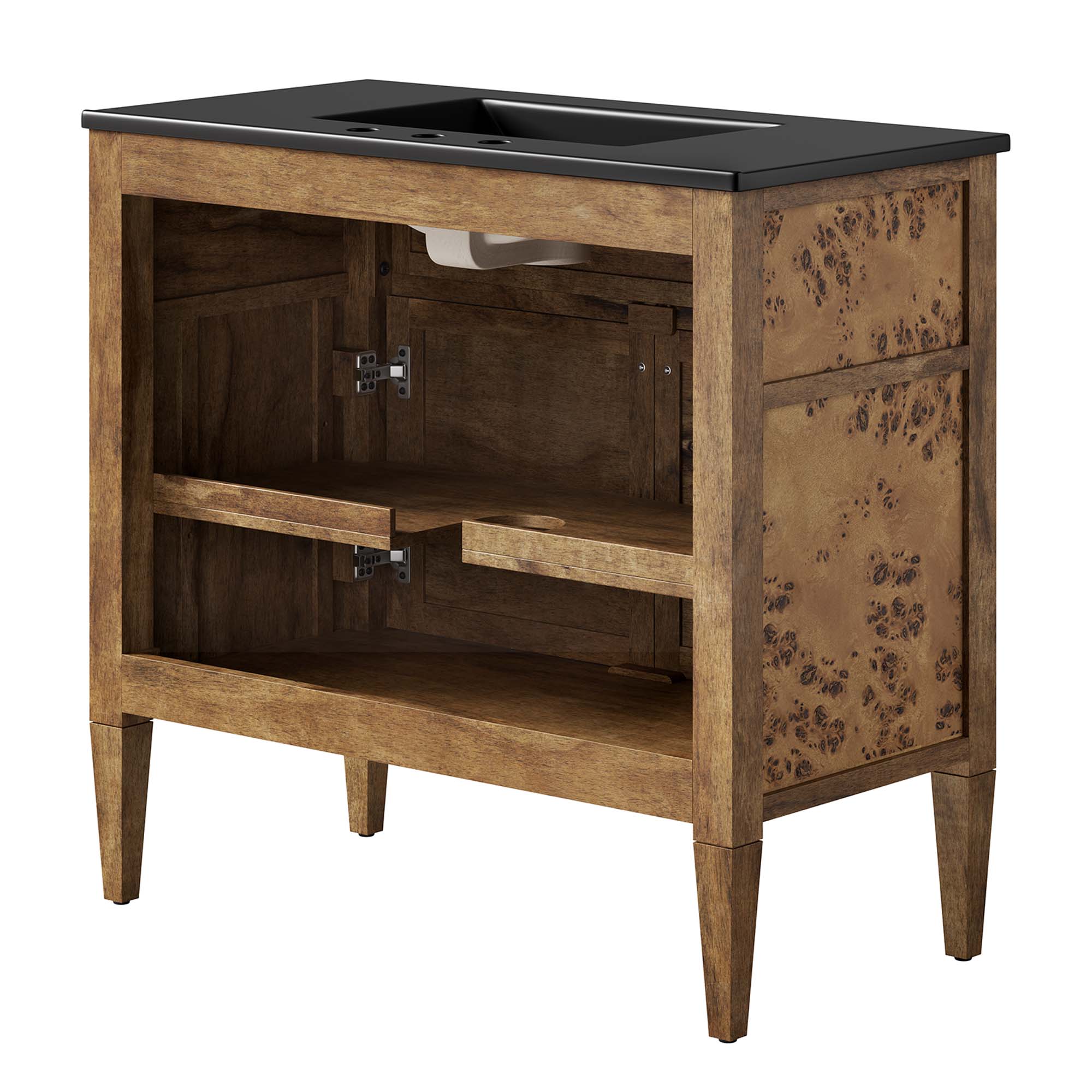 Elysian 36" Wood Bathroom Vanity, Black Brown