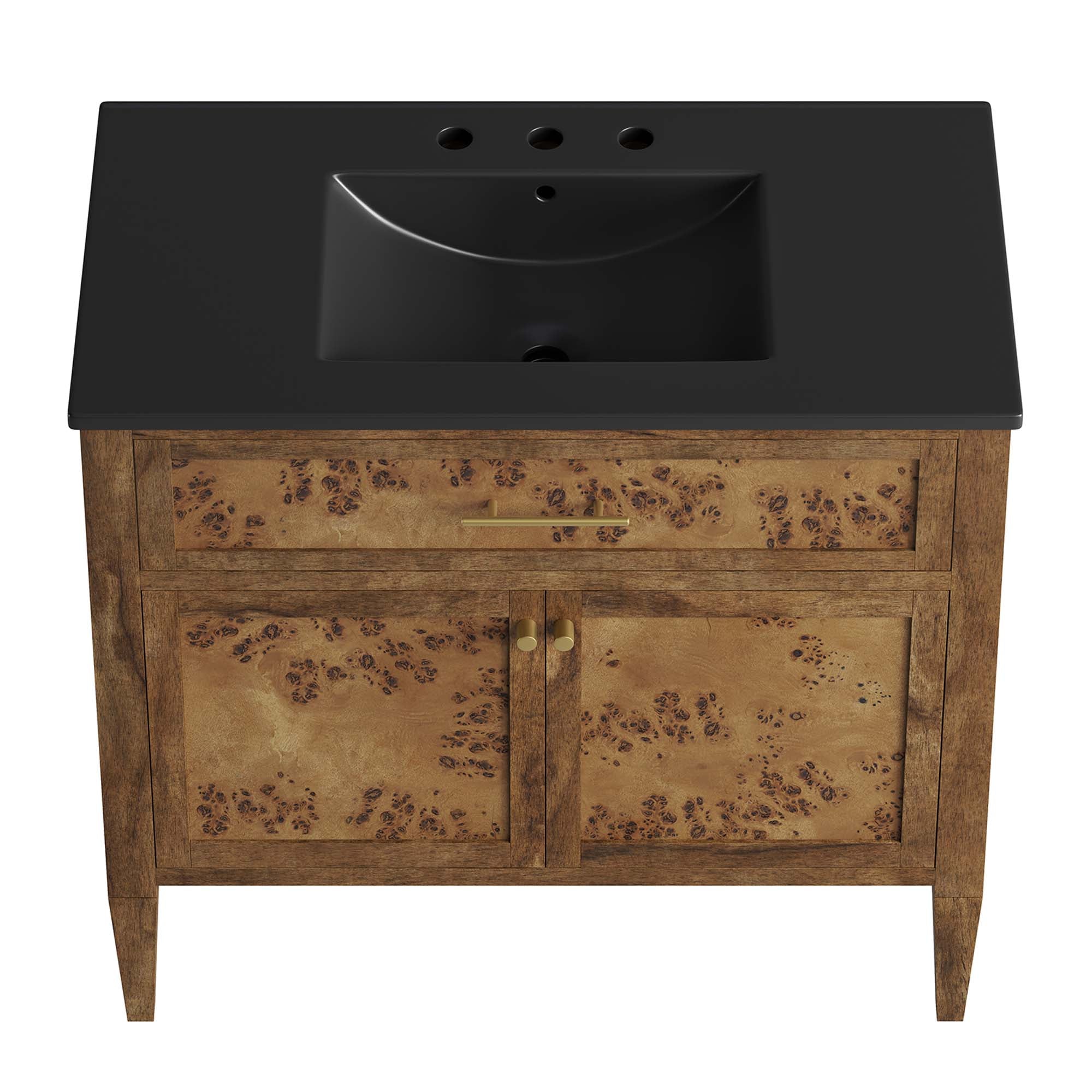 Elysian 36" Wood Bathroom Vanity, Black Brown