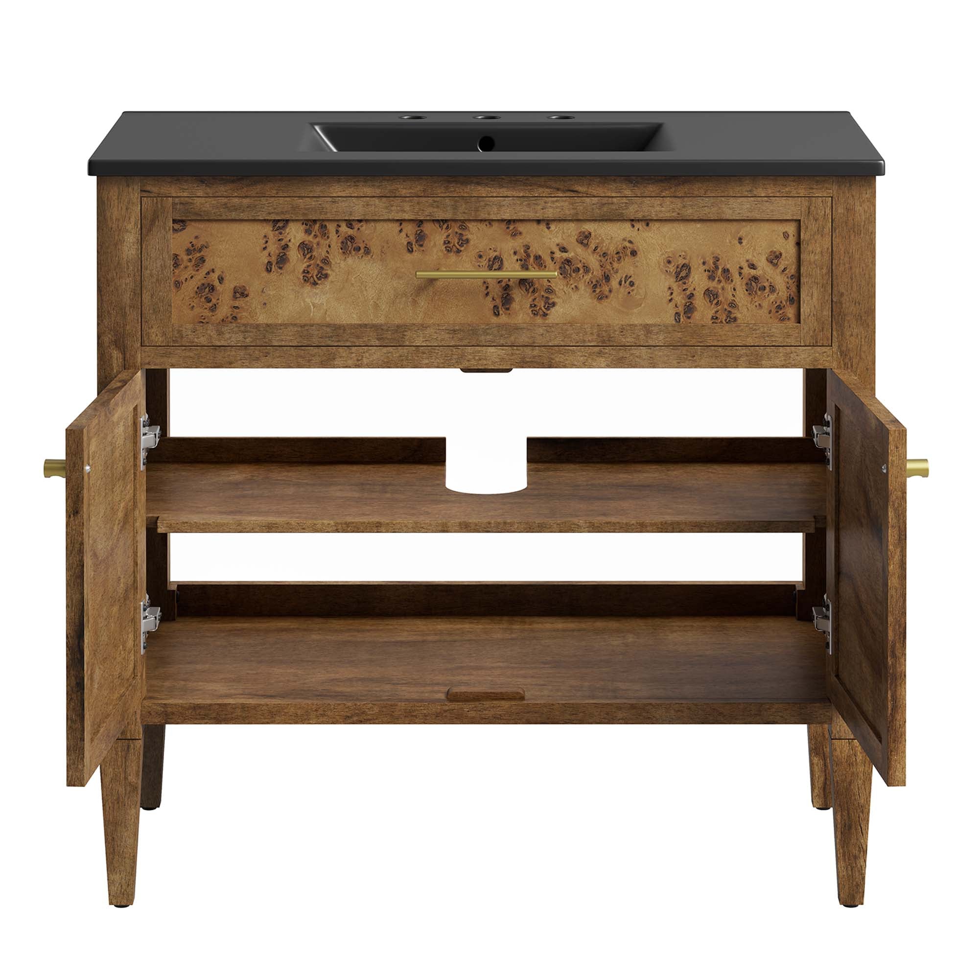 Elysian 36" Wood Bathroom Vanity, Black Brown