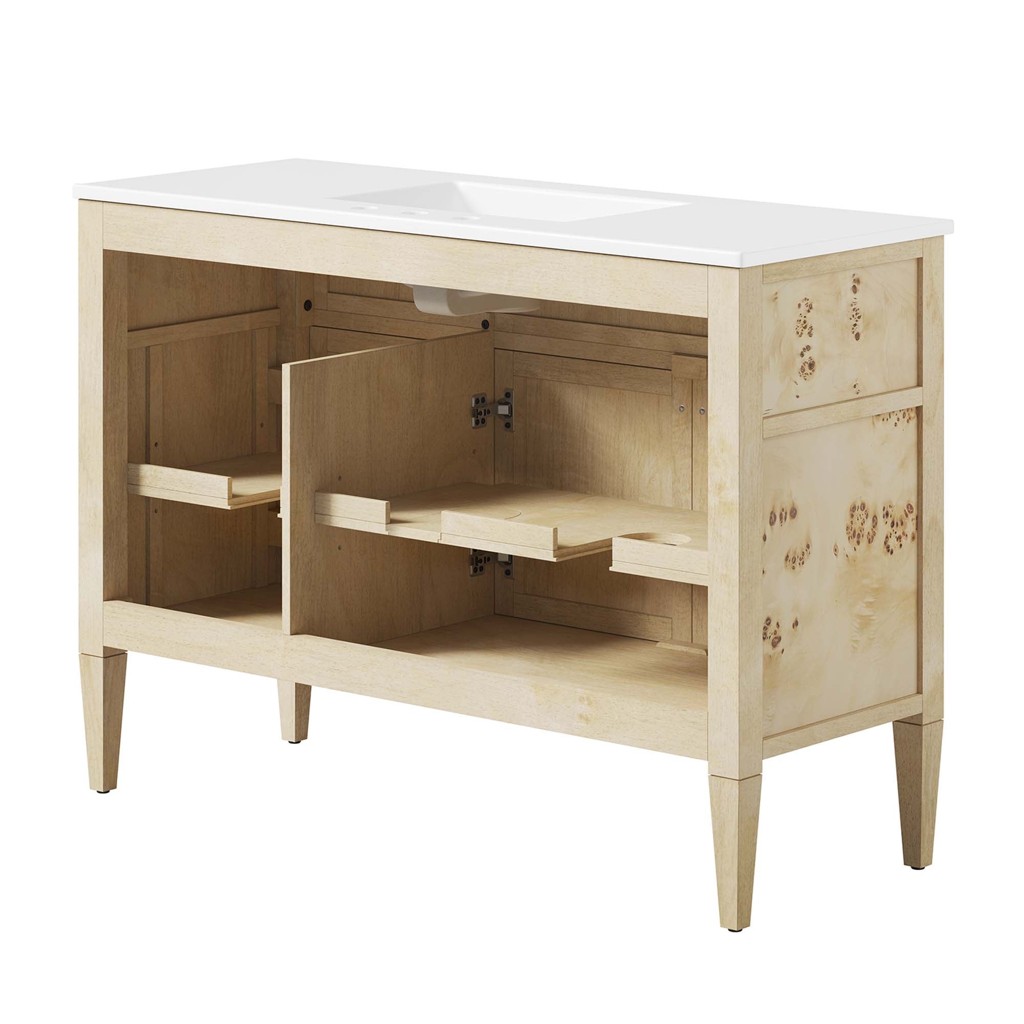 Elysian 48" Wood Single Sink Bathroom Vanity, White Burl