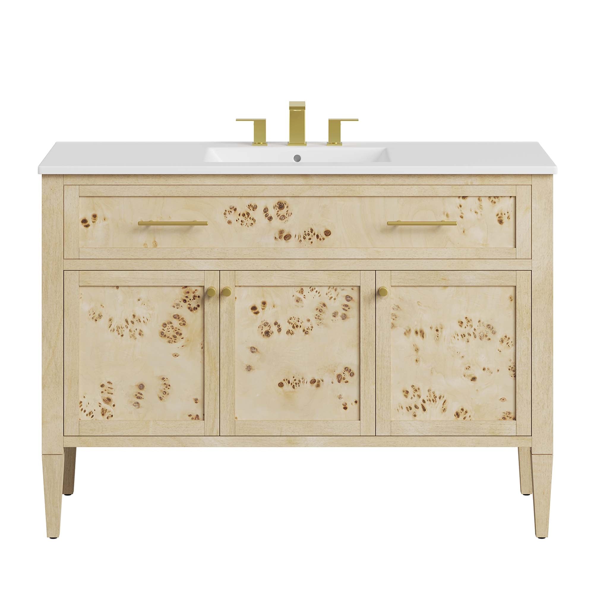 Elysian 48" Wood Single Sink Bathroom Vanity, White Burl